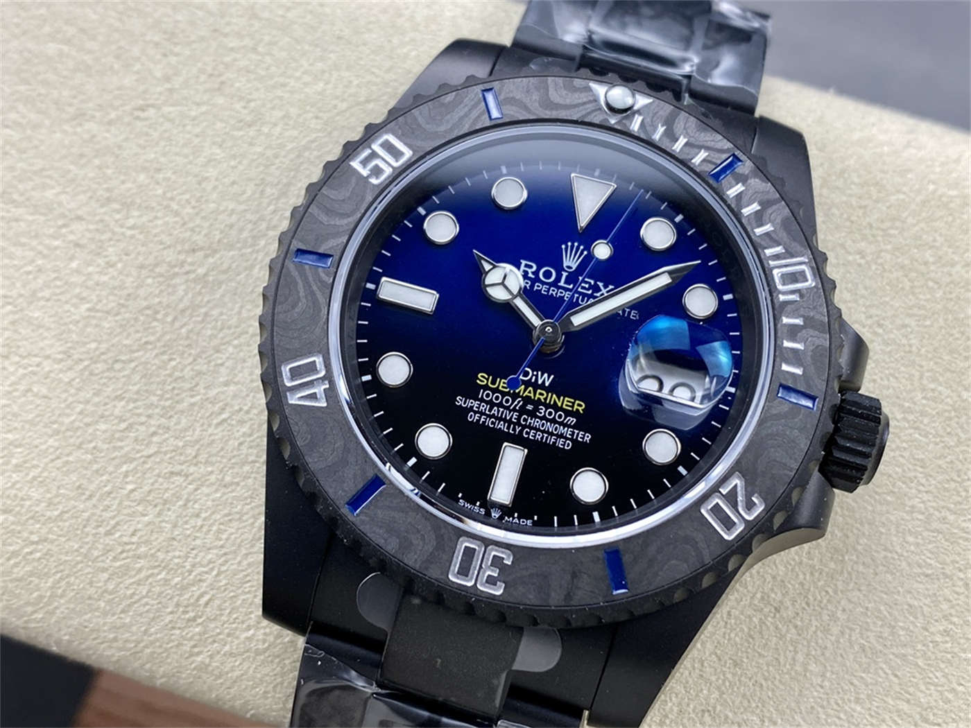 VSF DiW Submariner Gradient Blue – DLC Black Steel & Carbon Bezel (VS3135)