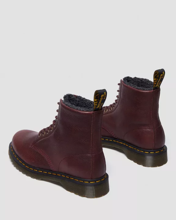 1460 Faux Fur Lined Grizzly Leather Lace Up Boots