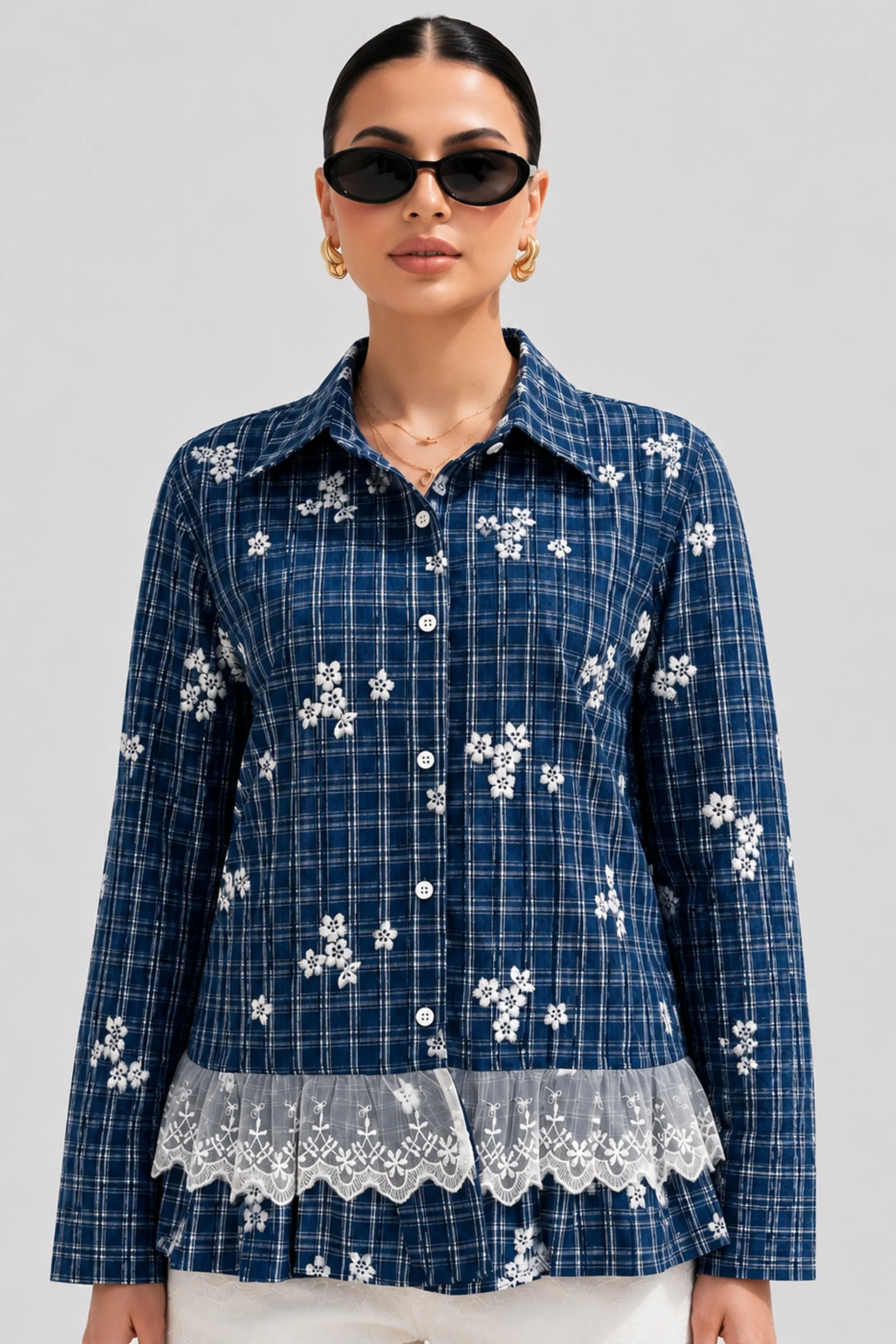 Indigo Bloom Gingham Shirt