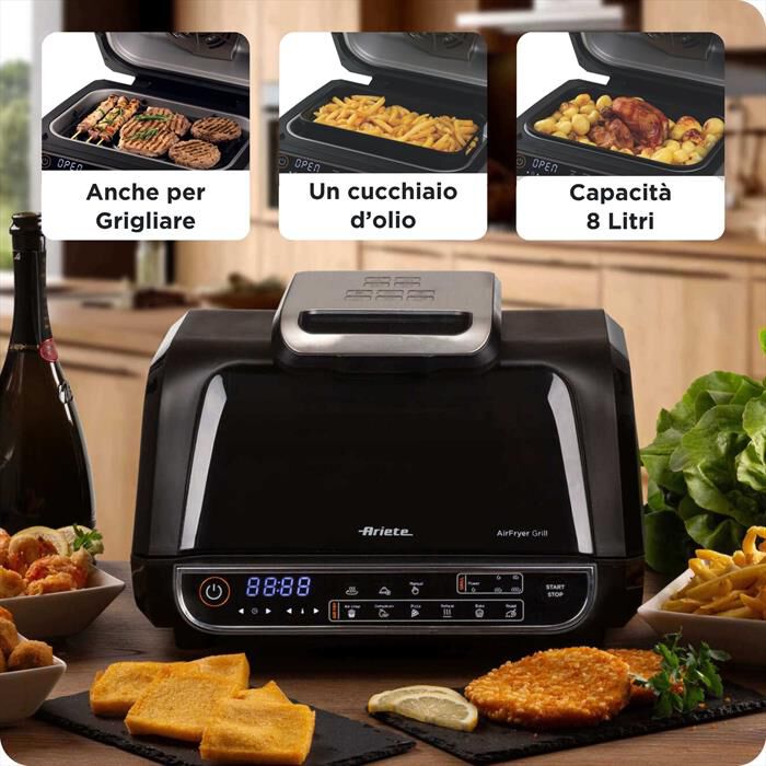 ARIETE - 4635/00 FRIGGITRICE AD ARIA E BISTECCHIERA-Black