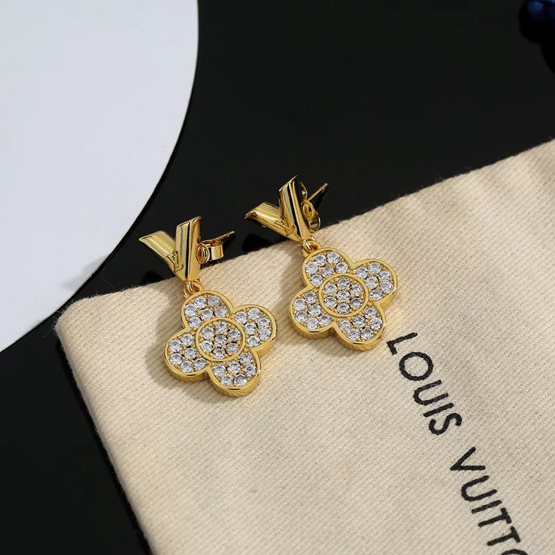 Fashion Stone-set Flowers Earrings ED-931321