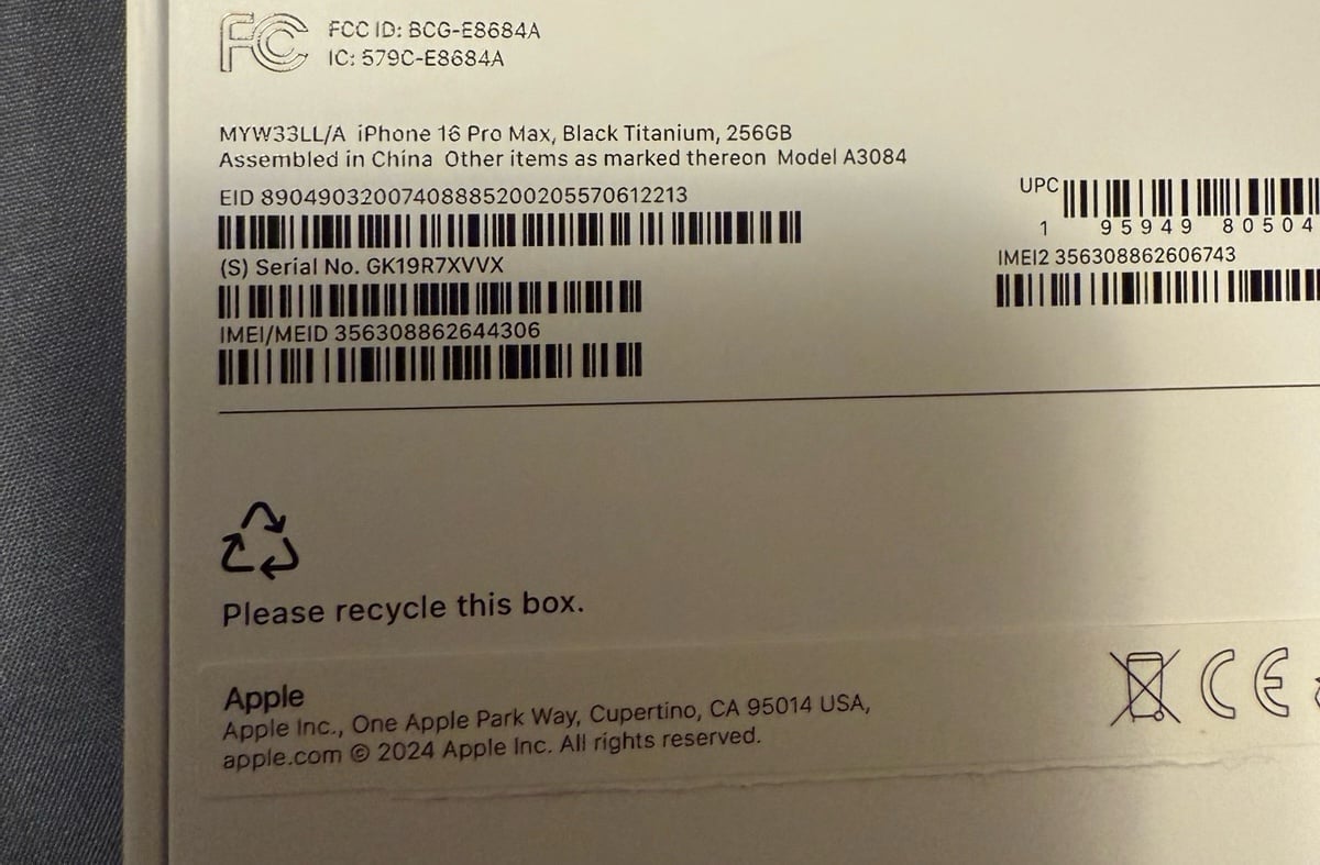 Apple iPhone 16 pro max 256g 5G59