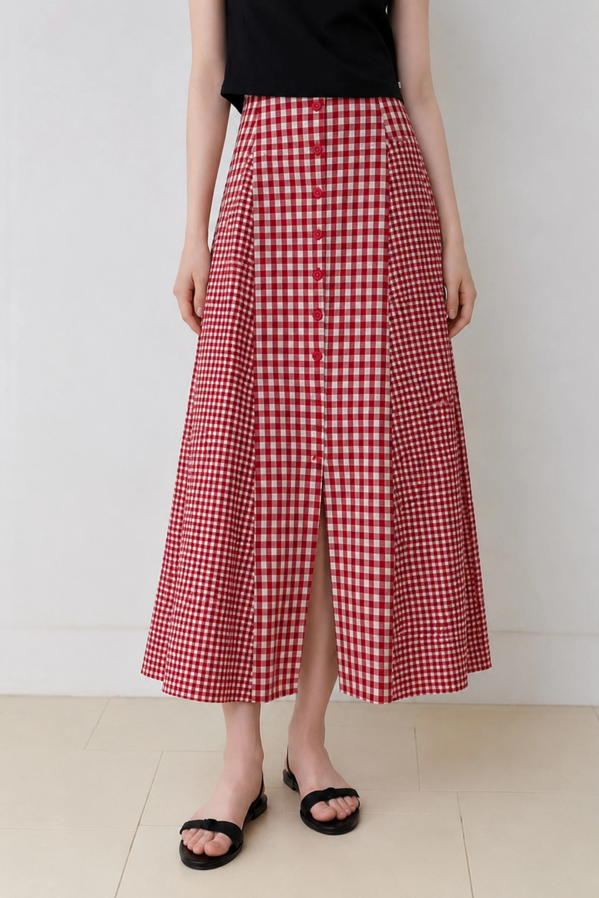 Cherry red Gingham Skirt