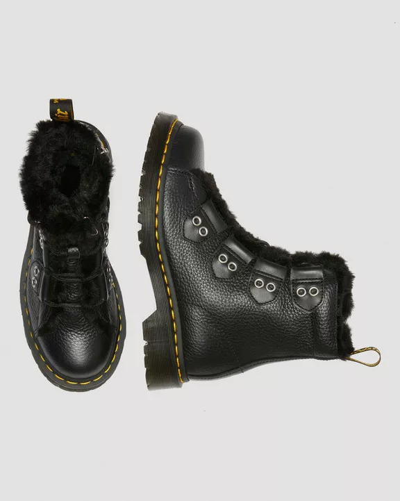 1460 Faux Fur Lined Leather Lace Up Boots