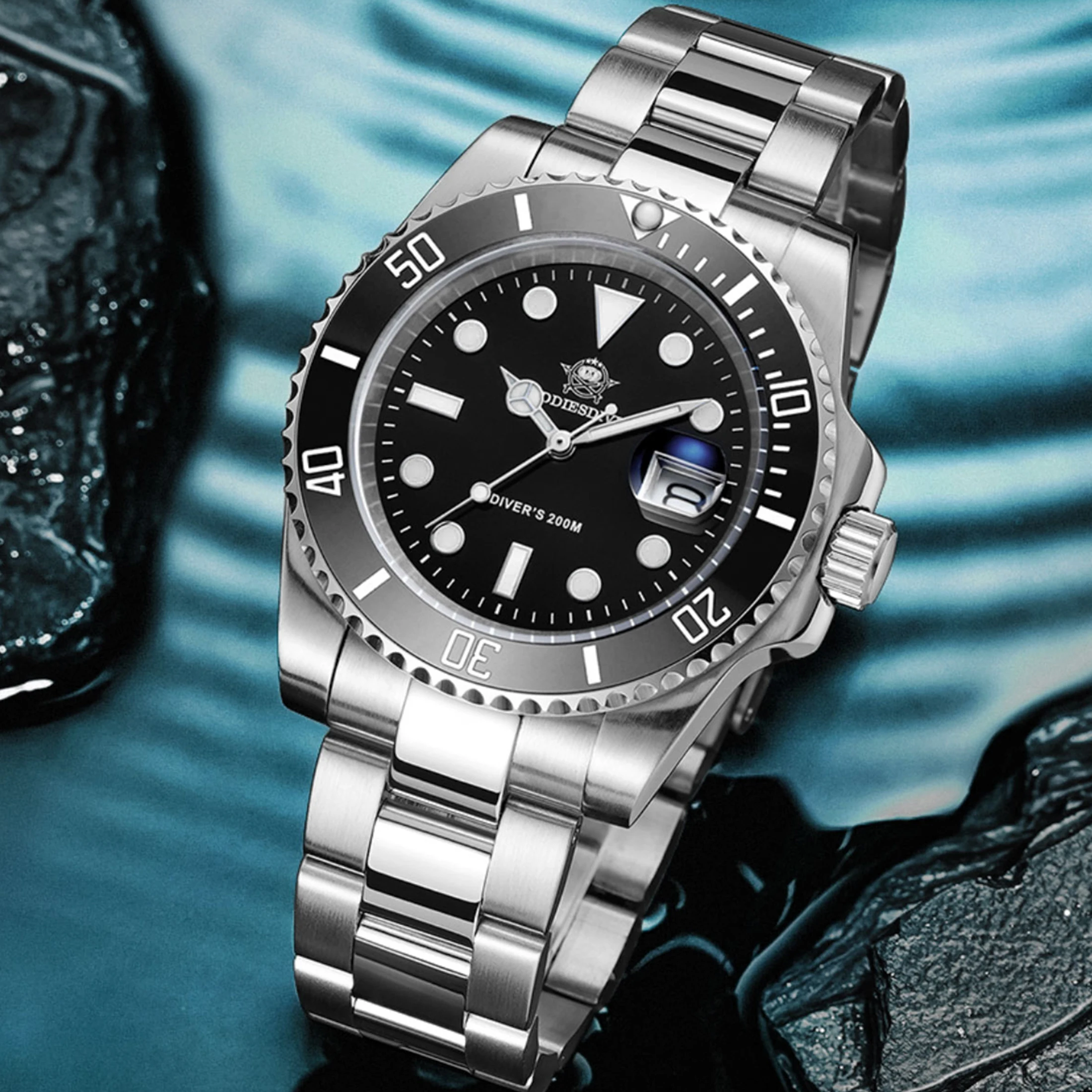 Hot Selling Luxury Men’s Diving Watch Steel BGW9 Luminous Ceramic Bezel 41mm 200M Waterproof Men’s Analog Watch MY-H3