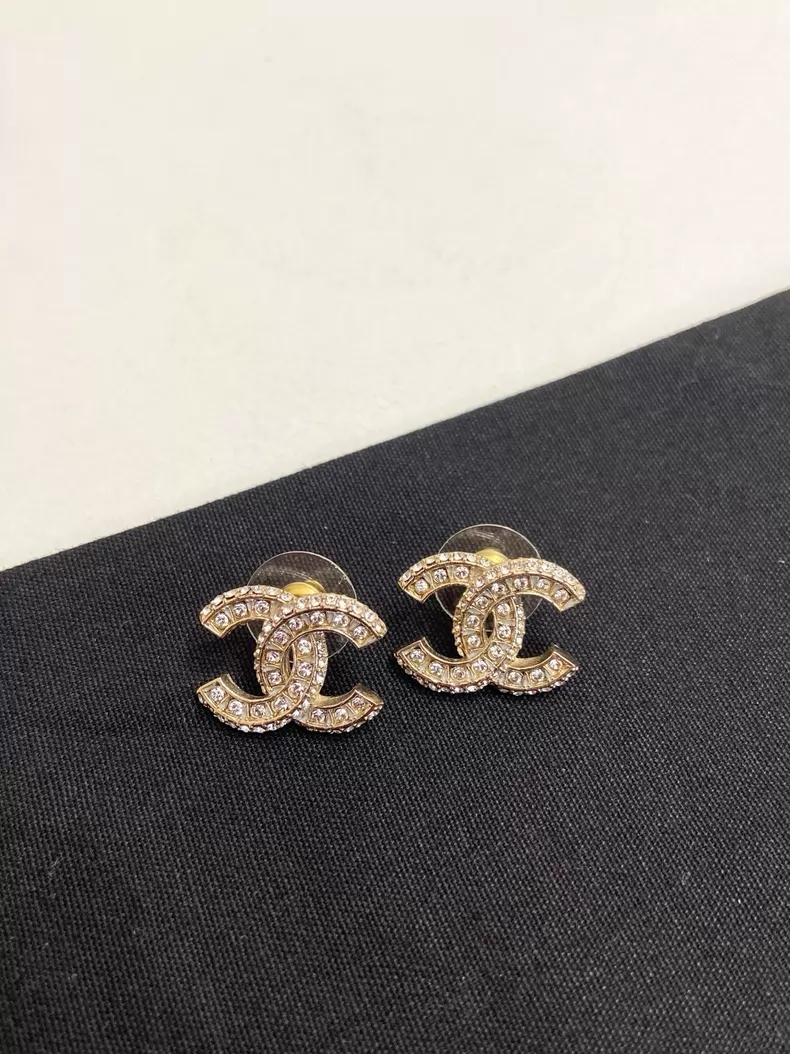 Chanel CC Crystal Earrings Gold