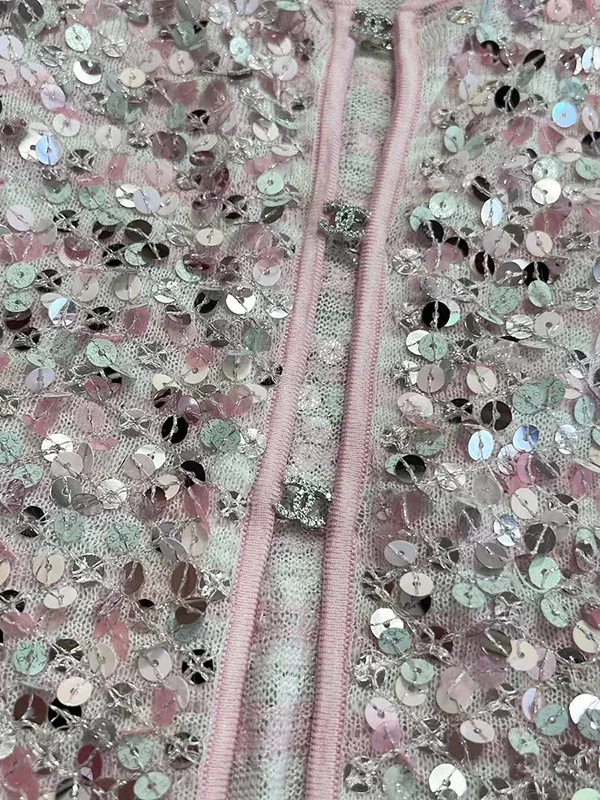 Pink Diamond Button Sequin Cardigan MY-93221
