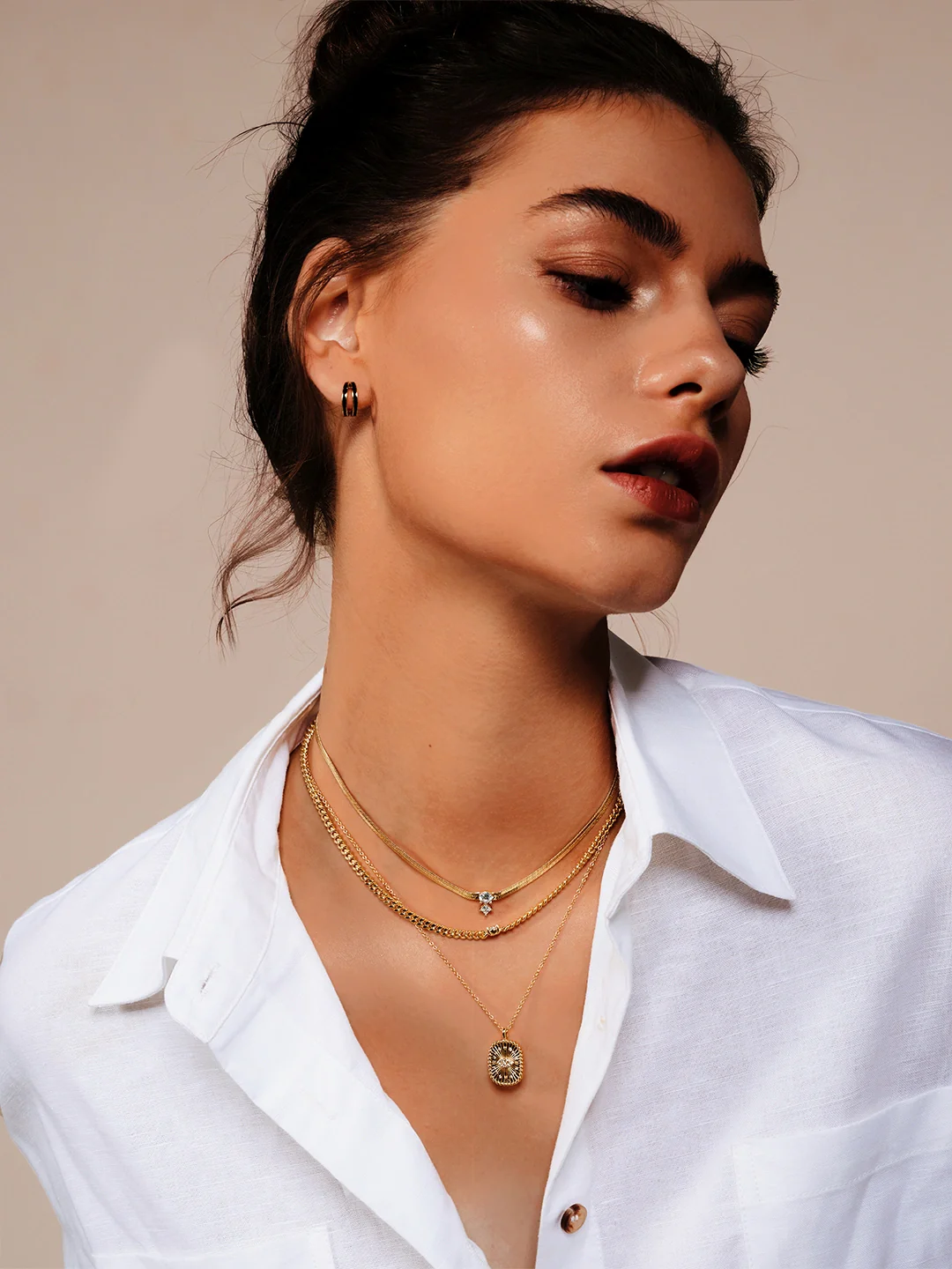 Black Enamel Double Huggies