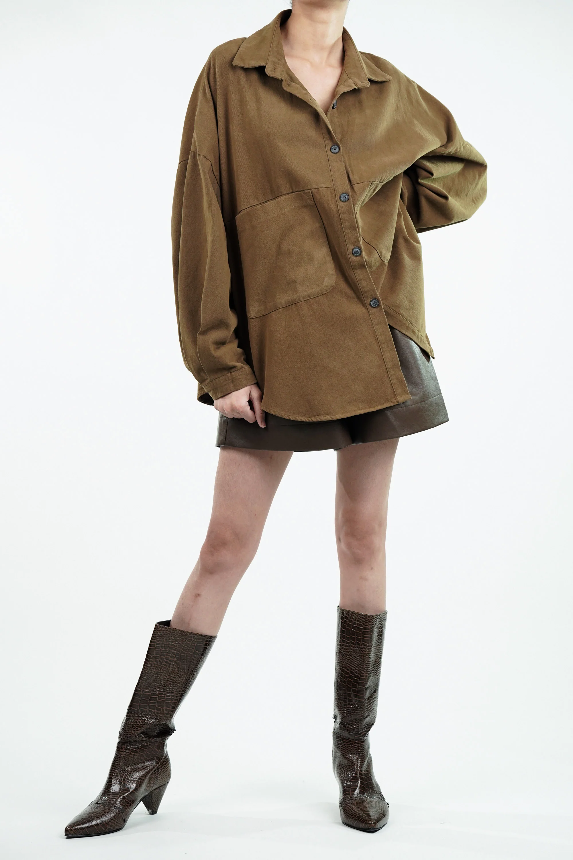 Oversized Shacket With Patch Pockets