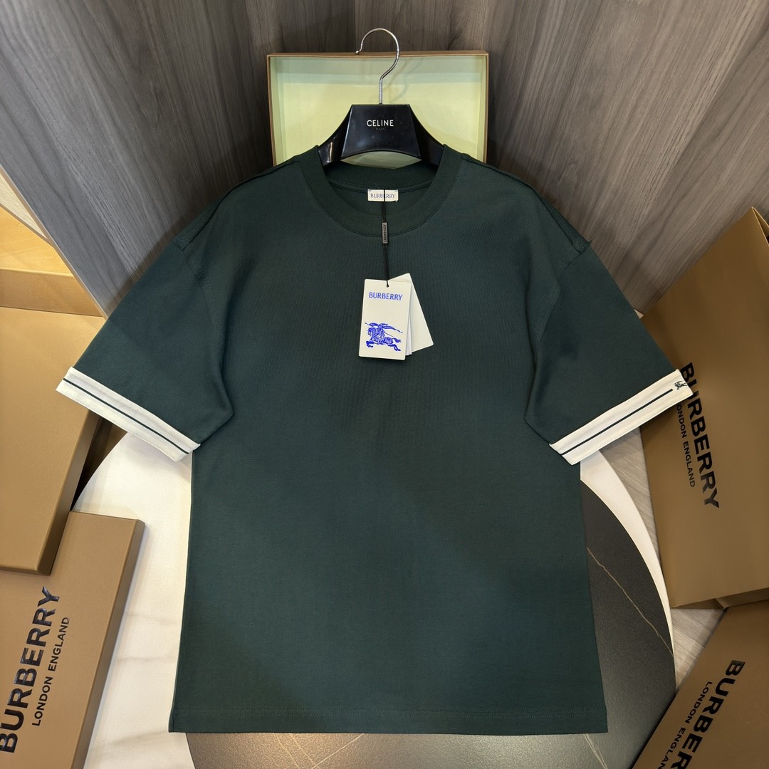 BBR 2024ss the latest white cloth cuffs stitching small war horse printed cotton t-shirt