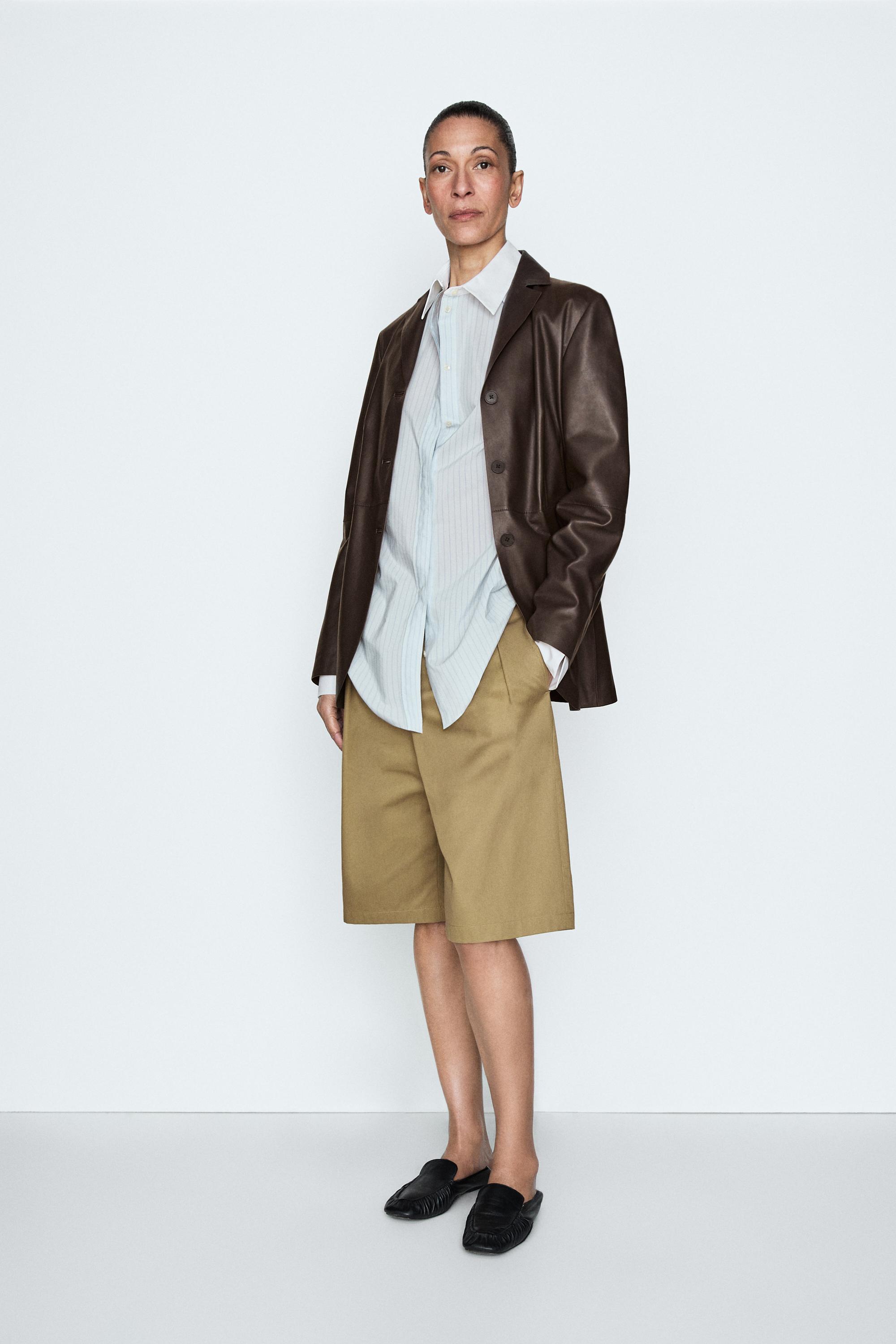 Blazer cuello solapa piel - STUDIO