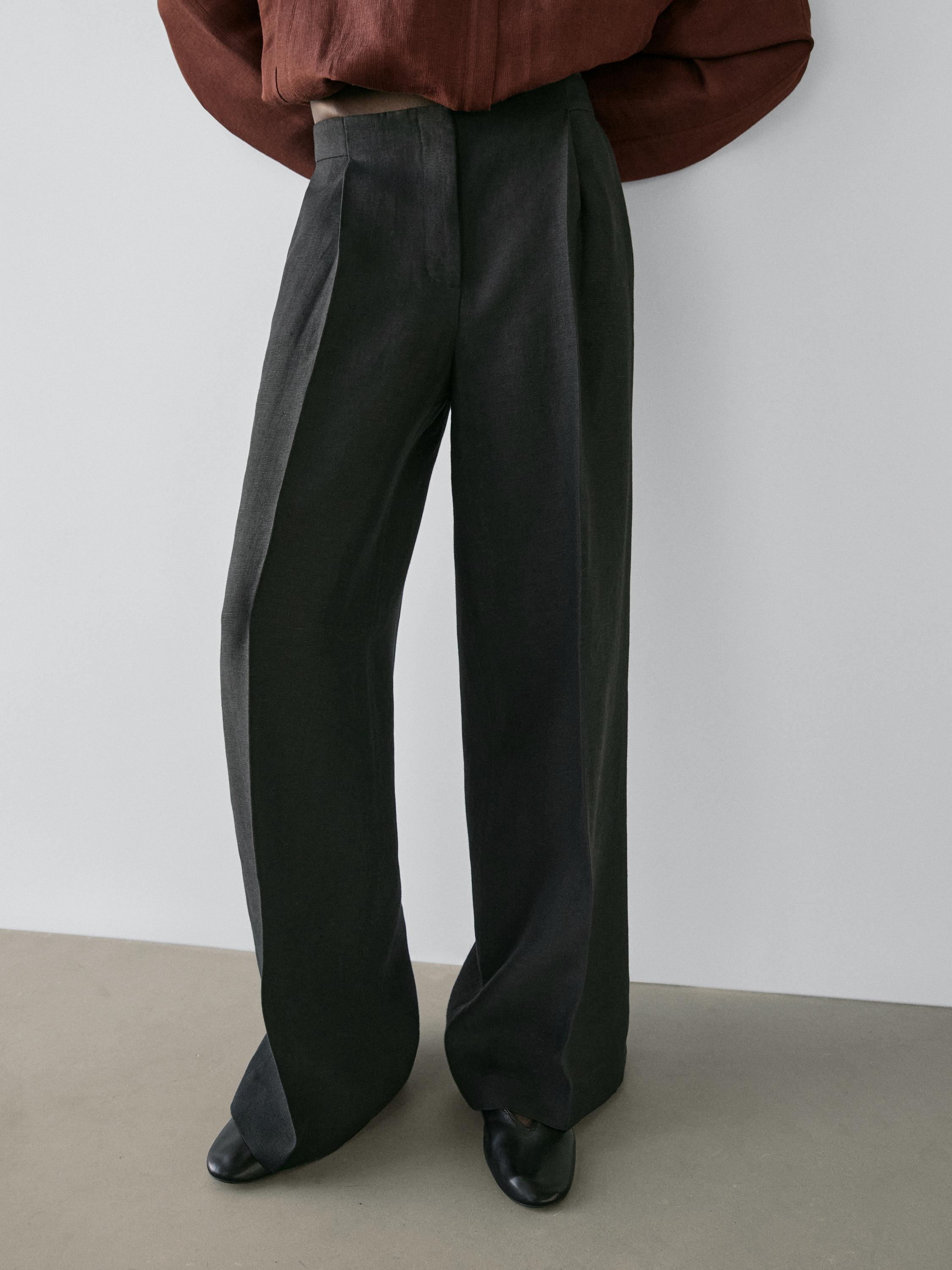 Pantalón traje fluido lino