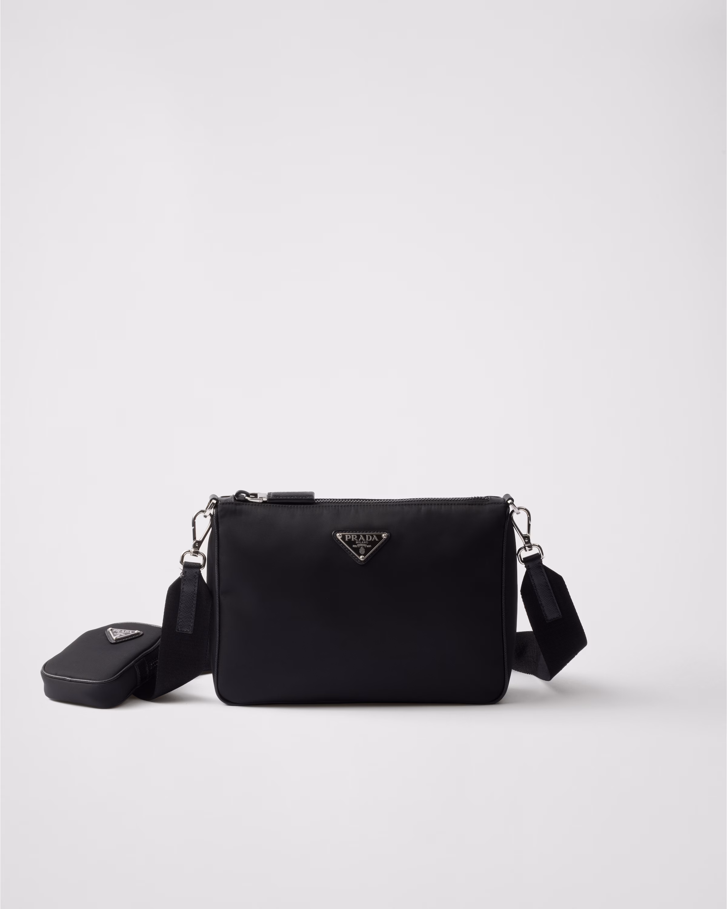 Prada 2VH113_2DMH_F0002_V_XOP Re-Nylon and Saffiano leather shoulder bag Black