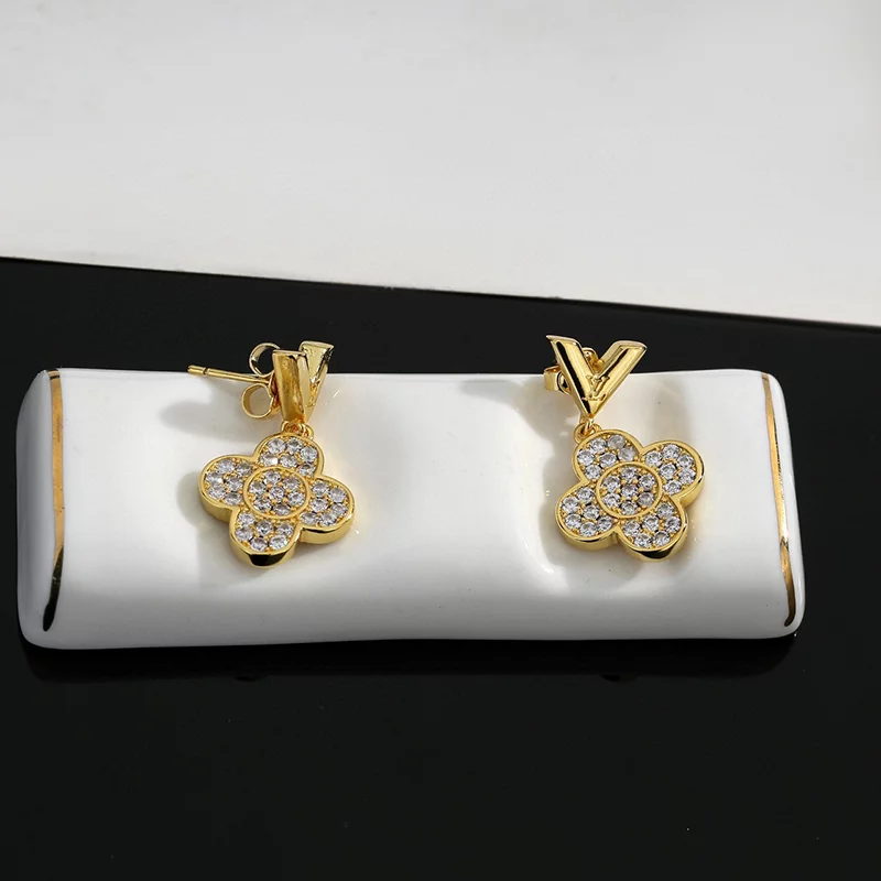 Fashion Stone-set Flowers Earrings ED-931321