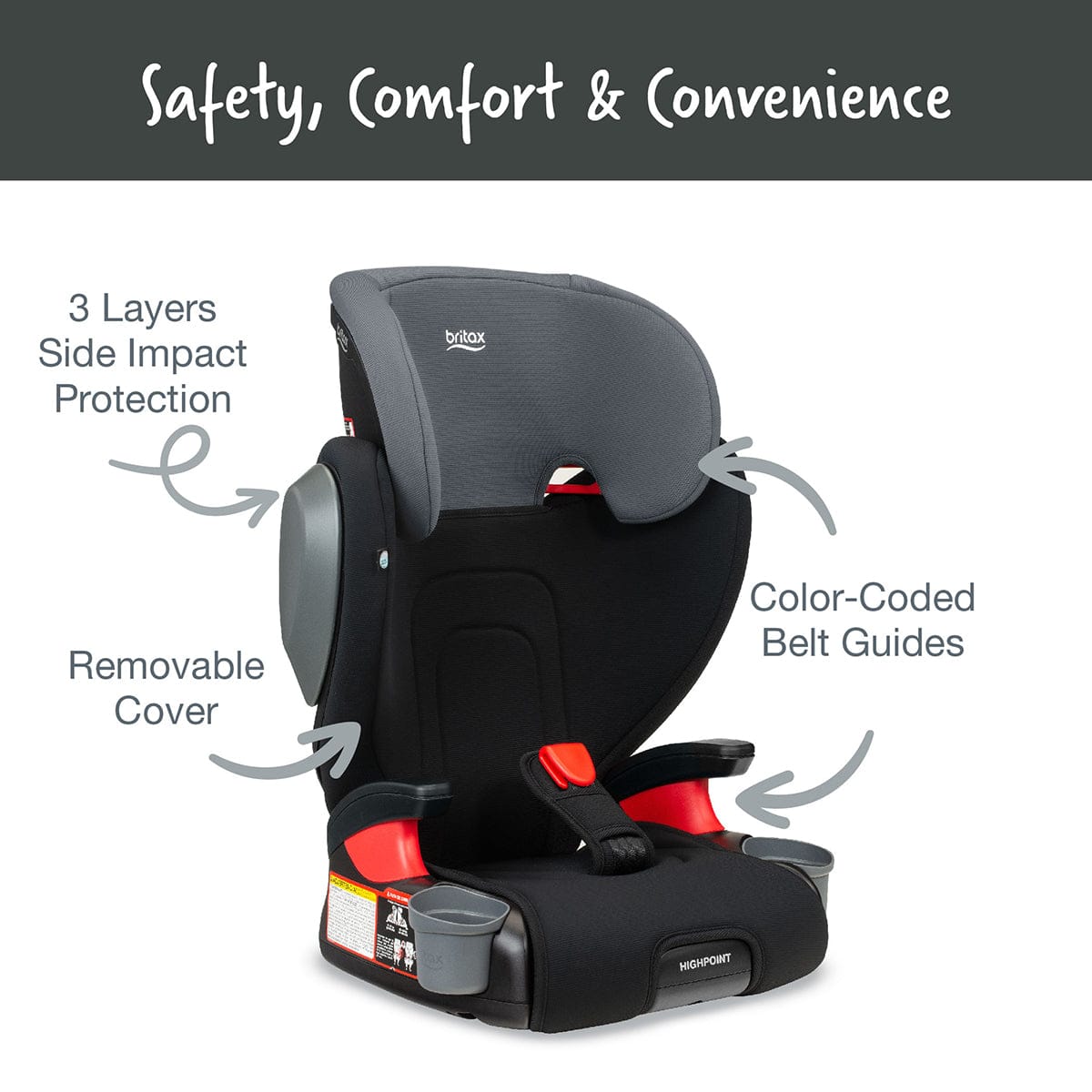 Britax Highpoint 2-Stage Belt Positioning Booster Car Seat - Black Ombre