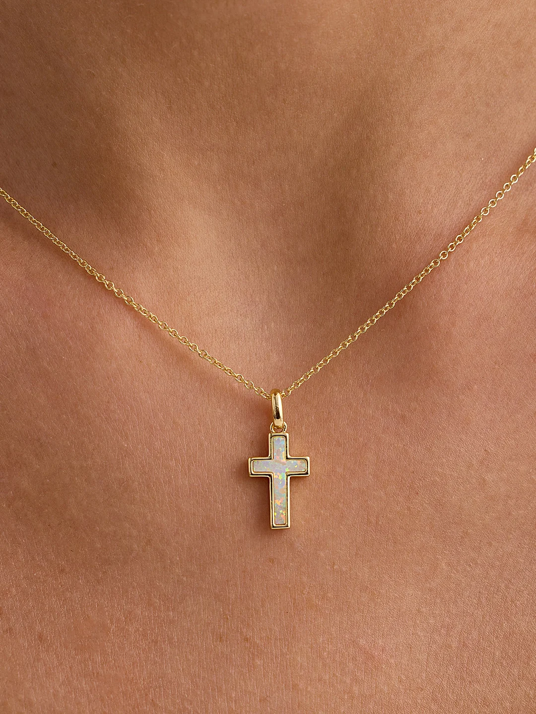 Cross Opal Necklace