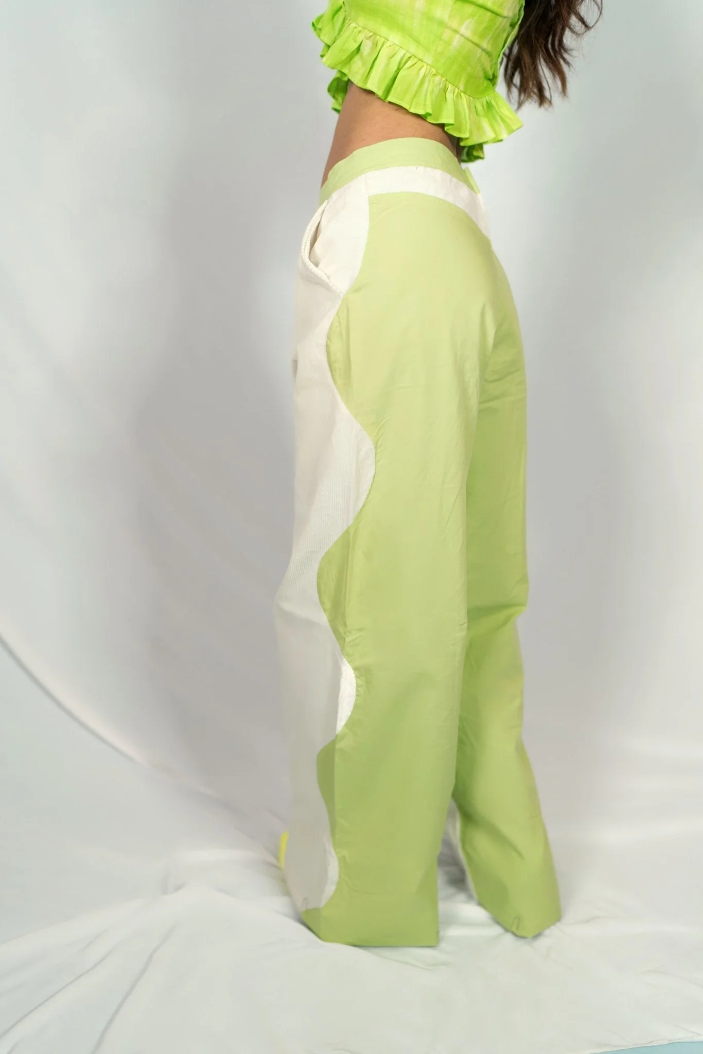Side Waving Two-Tone Pants