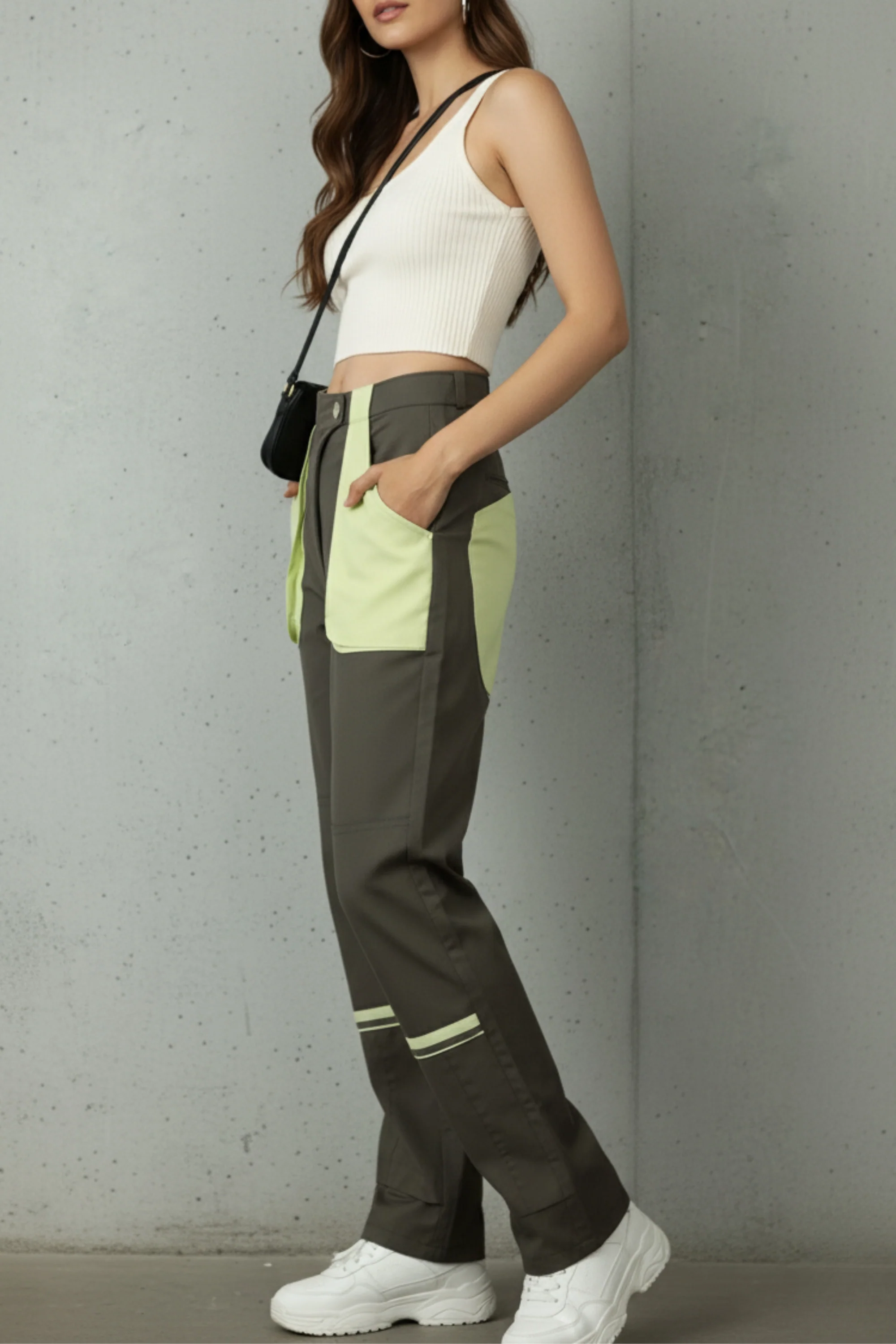 Green Cargo Pants With Patch Pockets