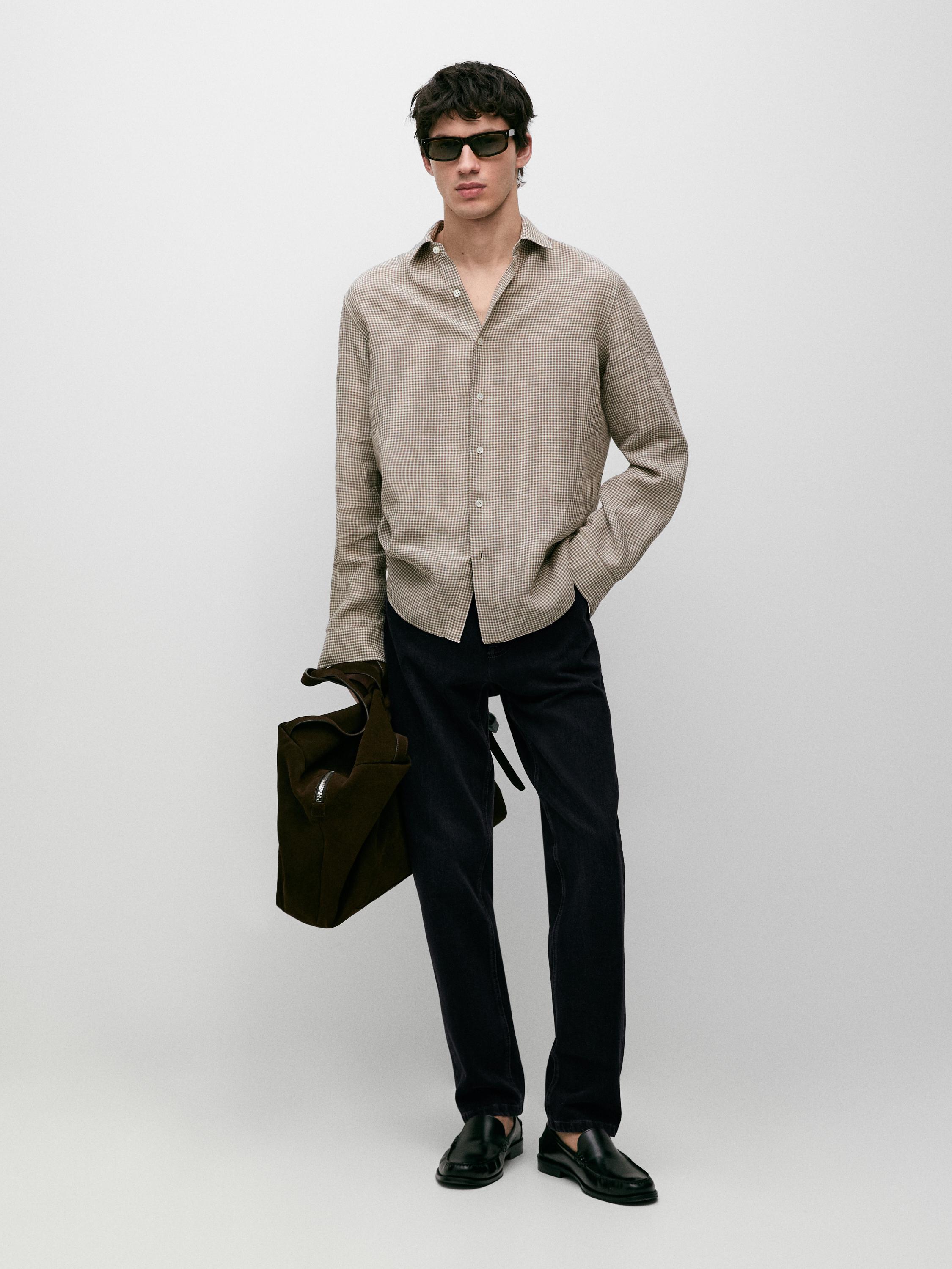 Camisa cuadros 100% lino