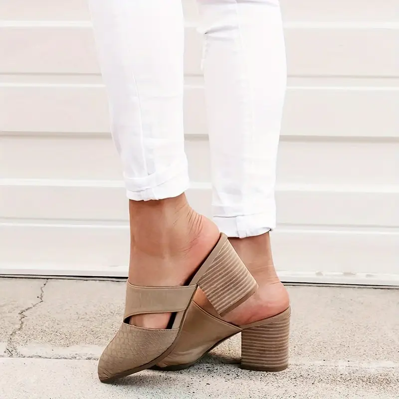 Backless Thick Layered One Foot Closed High Heels