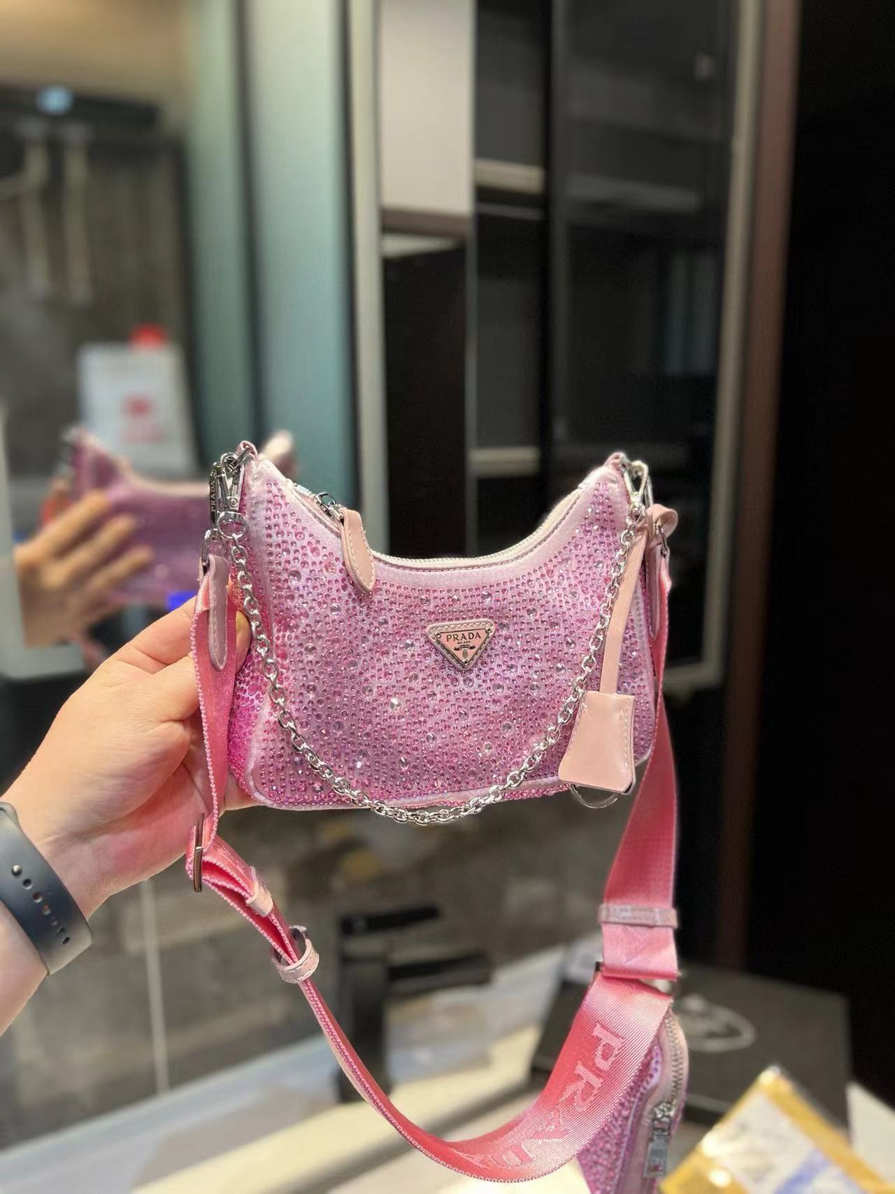 Fashion 8.7″ Full Diamonds Chains Adjustable Strap Shoulder bag with small coin purse BB-921222