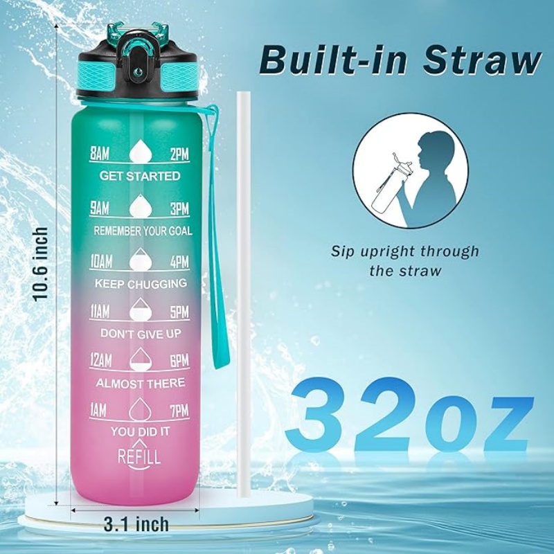 THERMOCLOUD Motivational Water Bottle with Time Marker