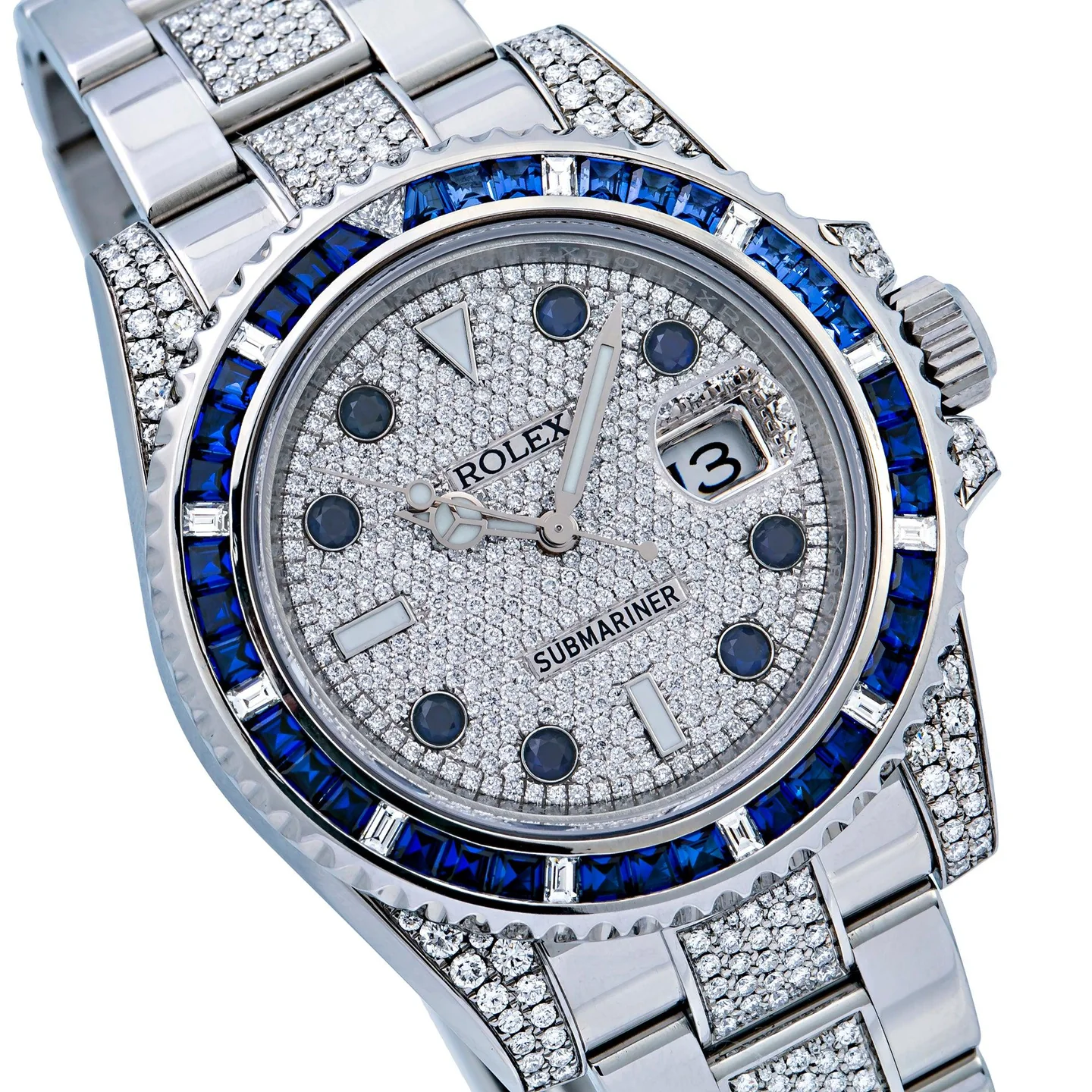 Rolex Submariner Date 116610 40MM Silver Diamond Dial With Stainless Steel Bracelet