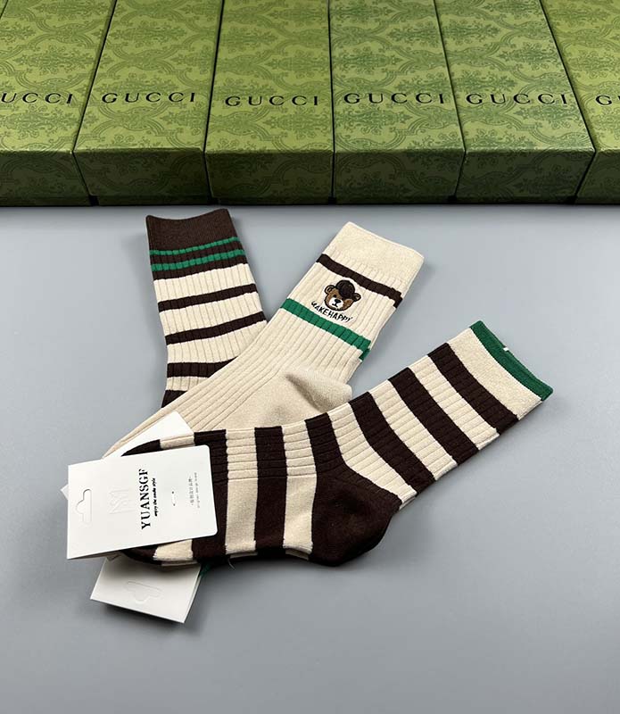 Set of 3 Pairs of Cotton Anti-bacterial Crew Socks WZ-924000146