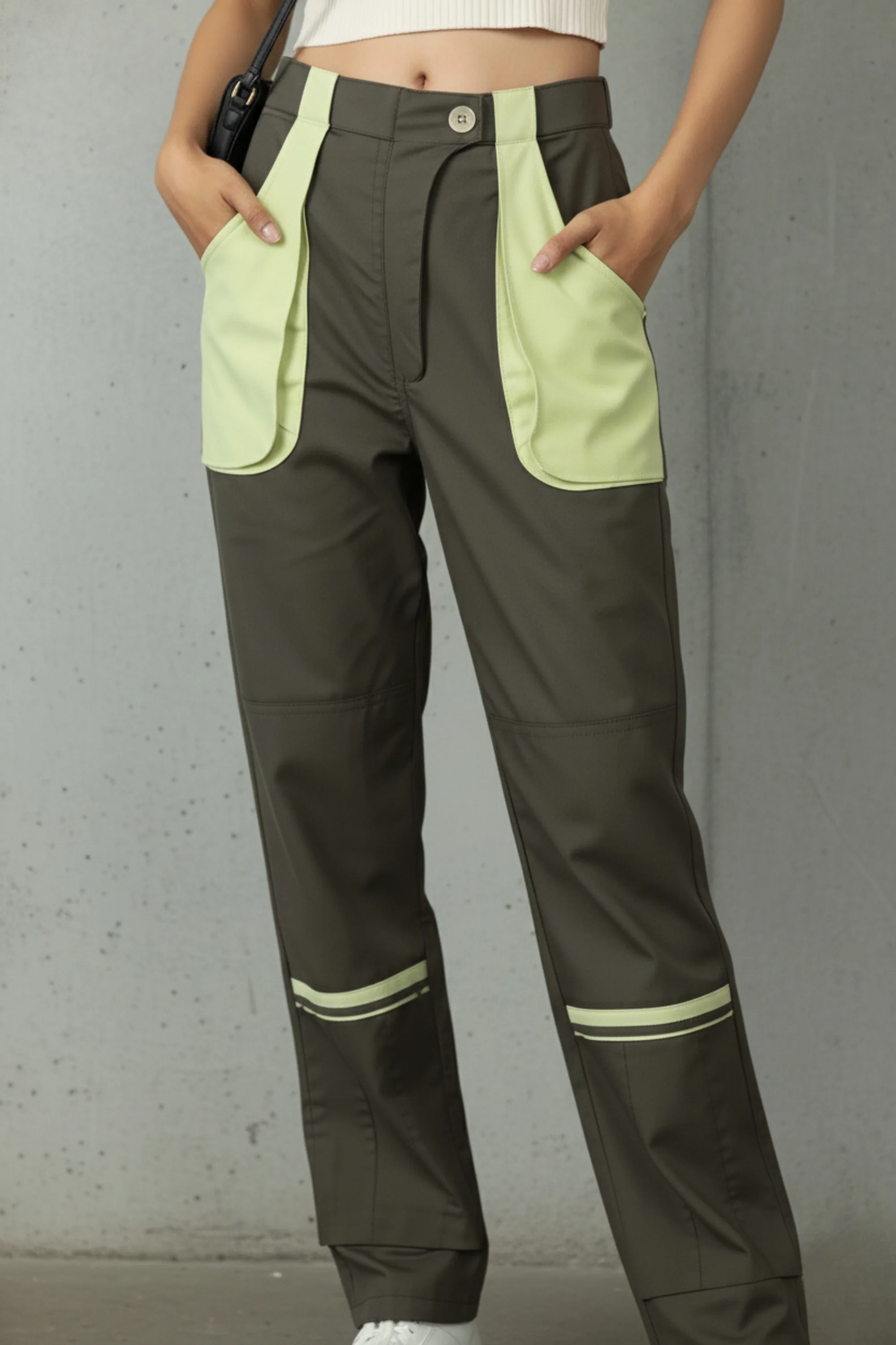 Green Cargo Pants With Patch Pockets