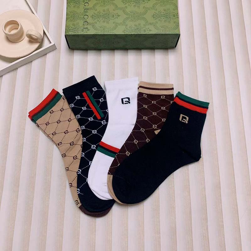 Set of 5 Pairs of Cotton Anti-bacterial Ankle Socks WZ-924000189