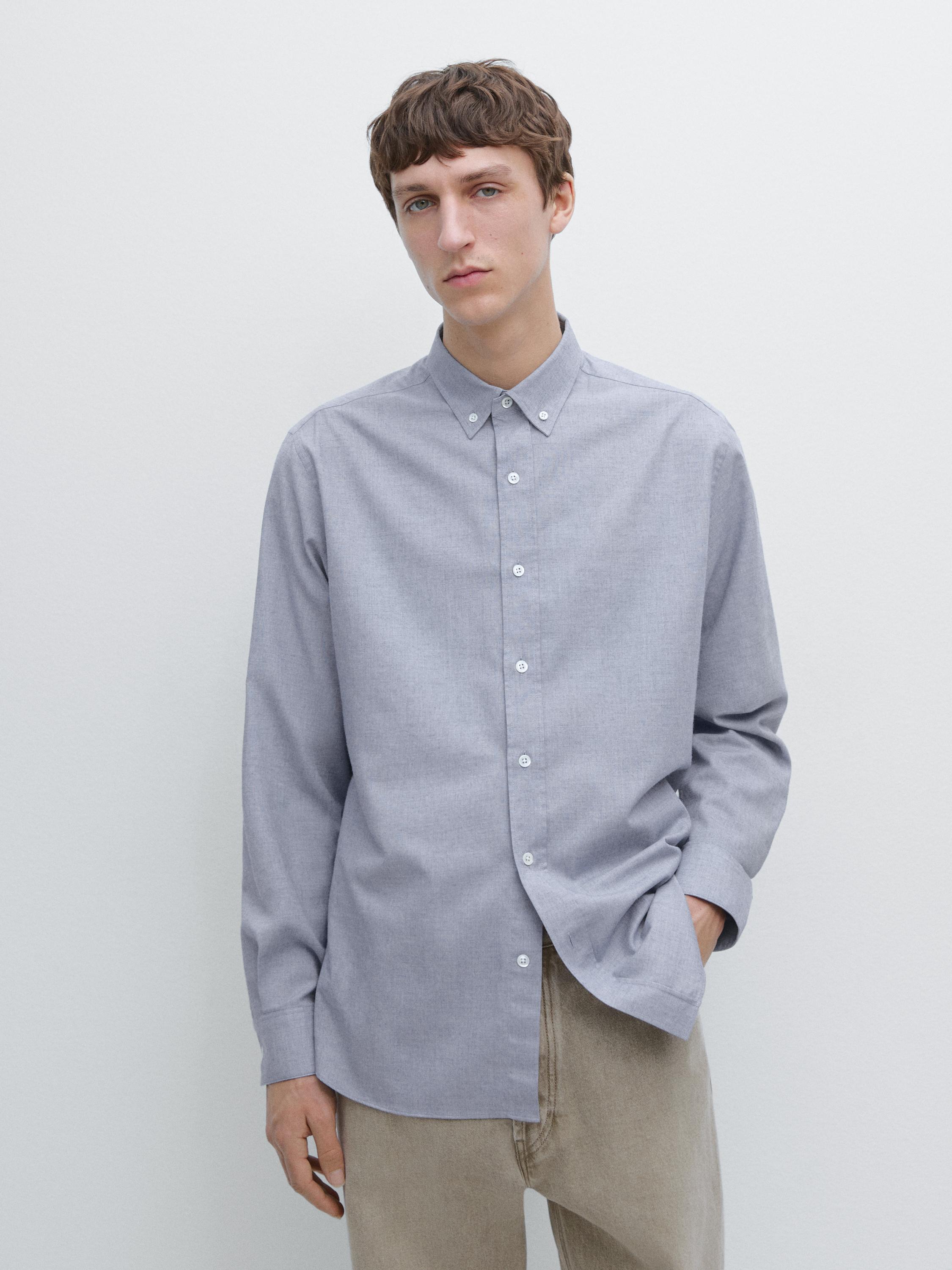 Camisa regular fit algodón melange