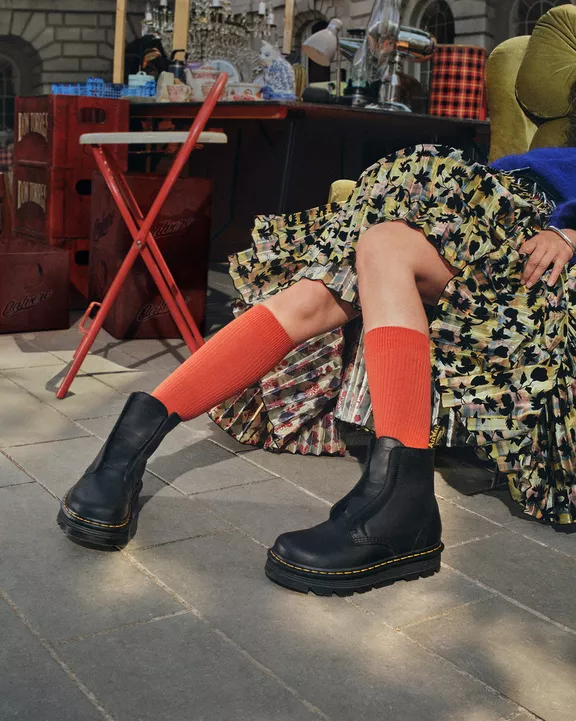 Zebzag Laceless Slip On Leather Boots