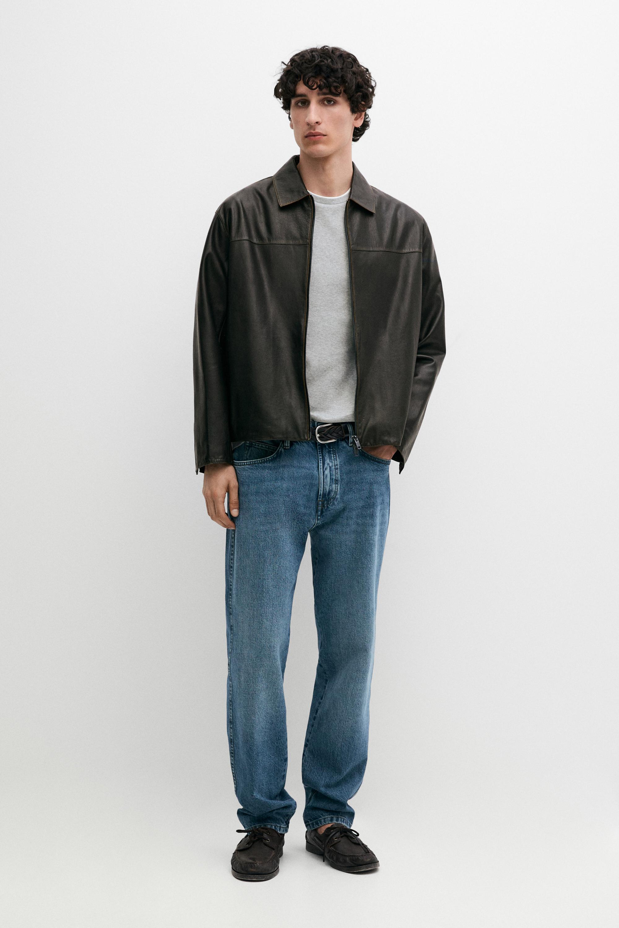 Chaqueta piel efecto desgastado