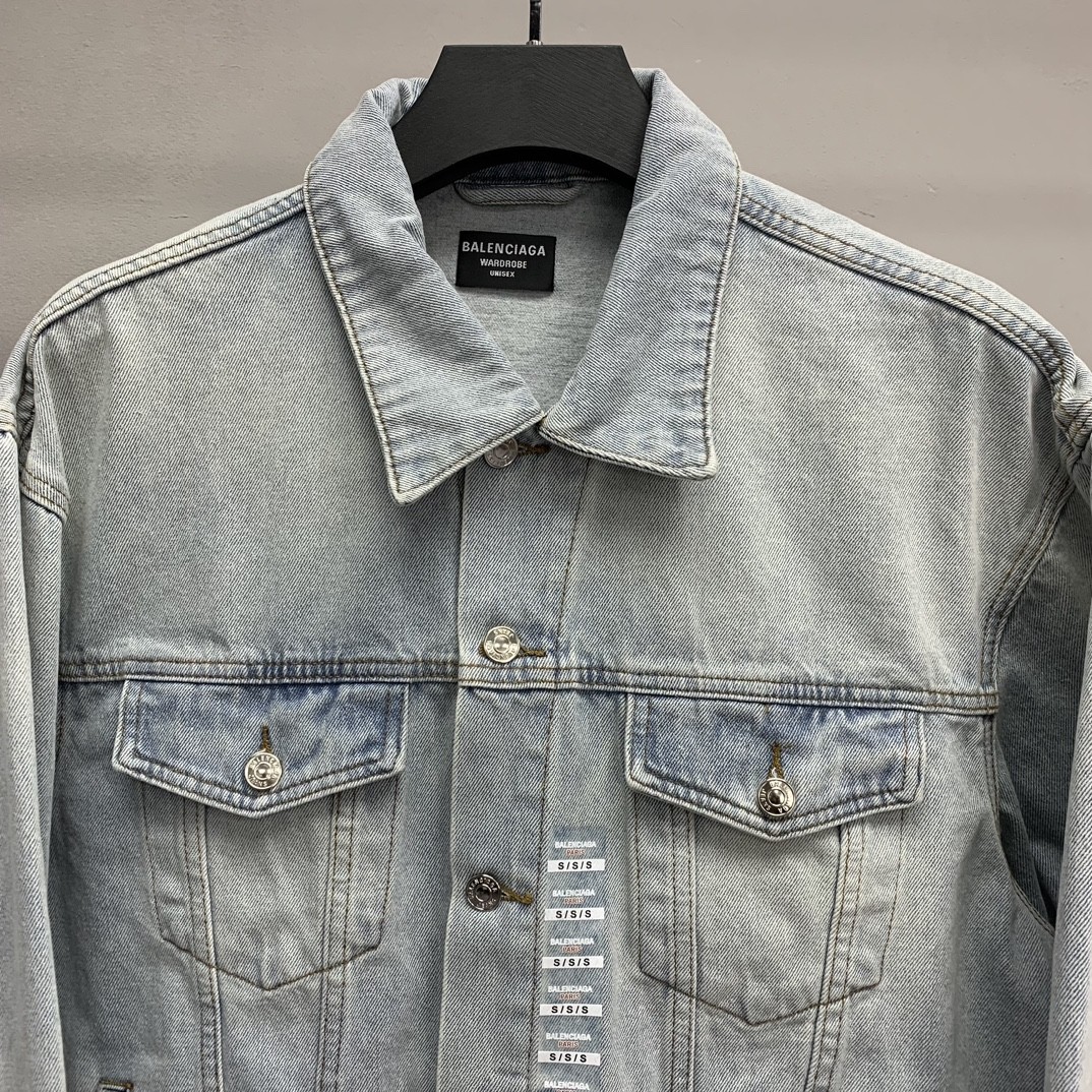 BLCG size logo offset denim jacket