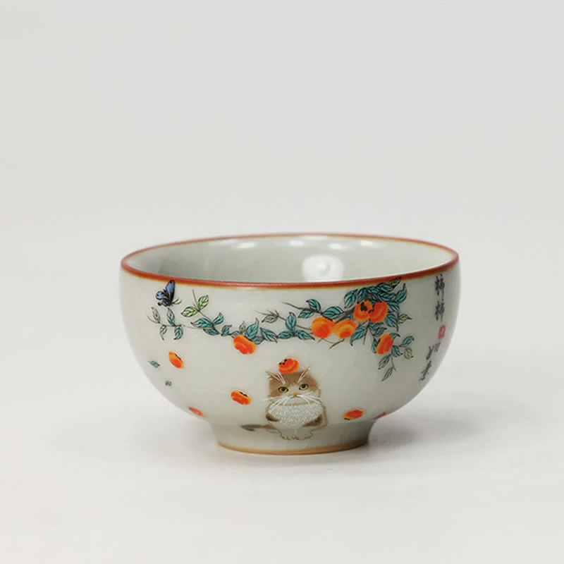 Cute Cat Butterfly Teacup Kung Fu Tea Cup
