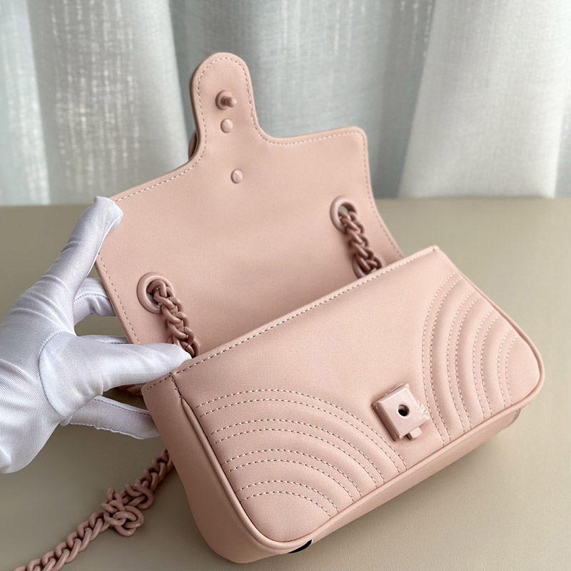 8.7″x2.4″x5.1″ Pink Leather Chains handbag BB-921277