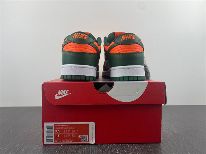 NK Dunk Low Retro Miami Hurricanes  DD1391-300
