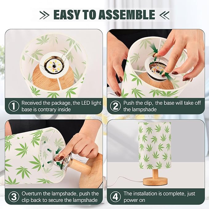 Table Lamp Green Marijuana Leaf Cannabis Weed Leaves on