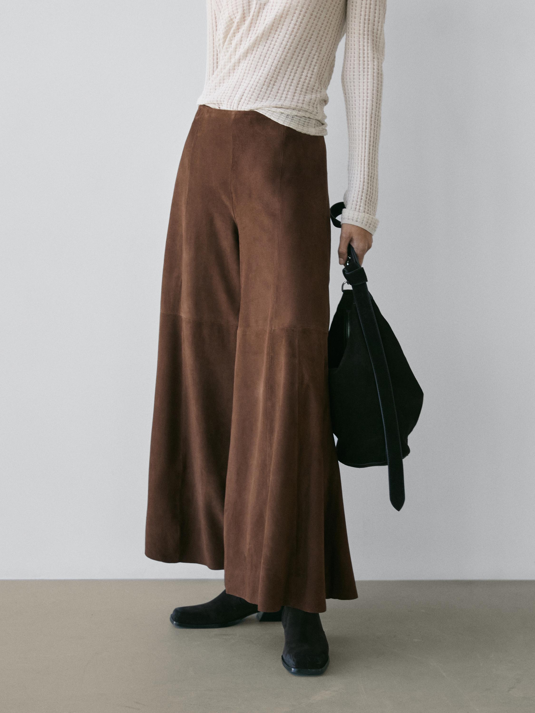 Pantalón evasé piel ante