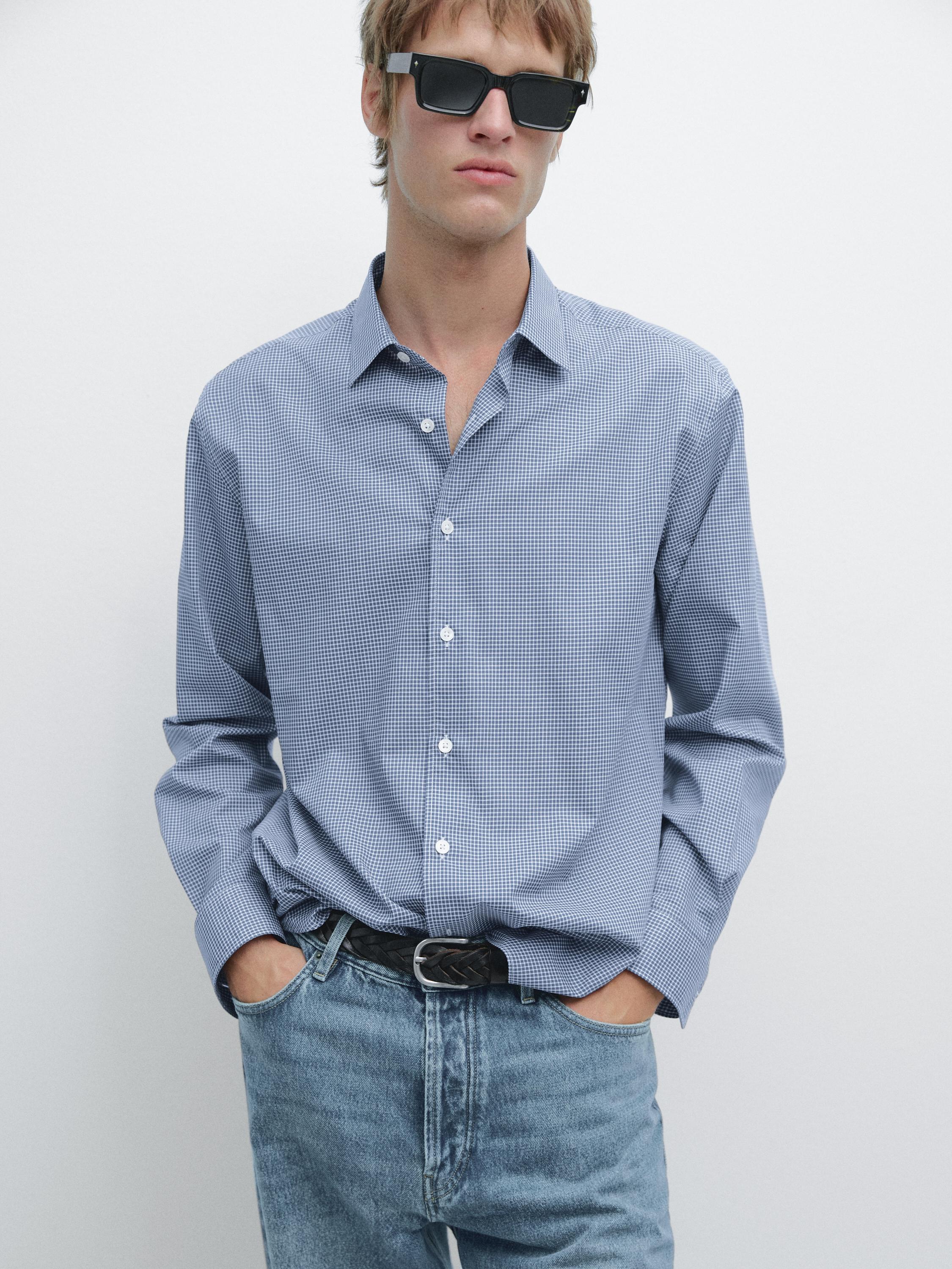 Camisa cuadros regular fit 100% algodón