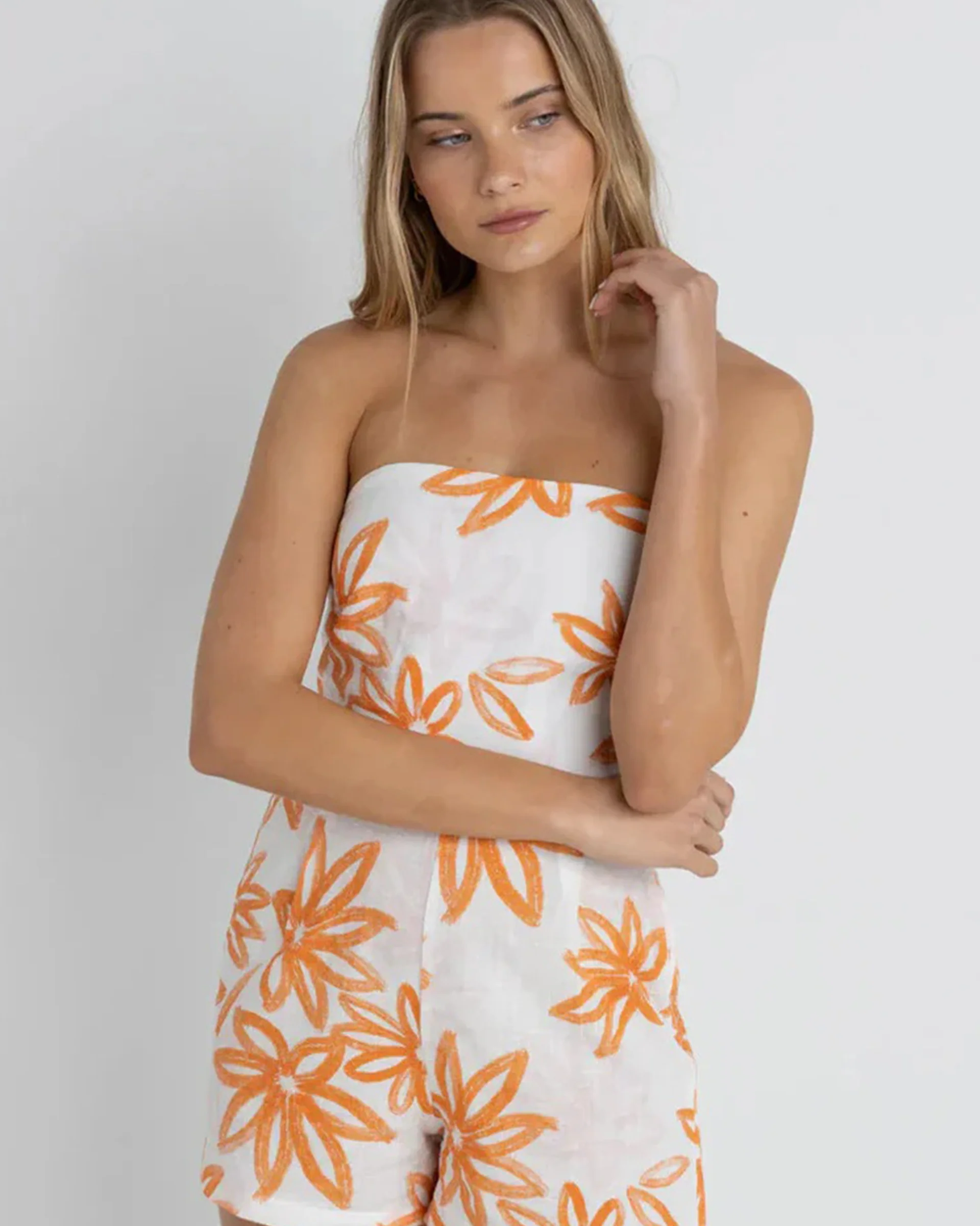 Sanctuary Floral Strapless Romper - White