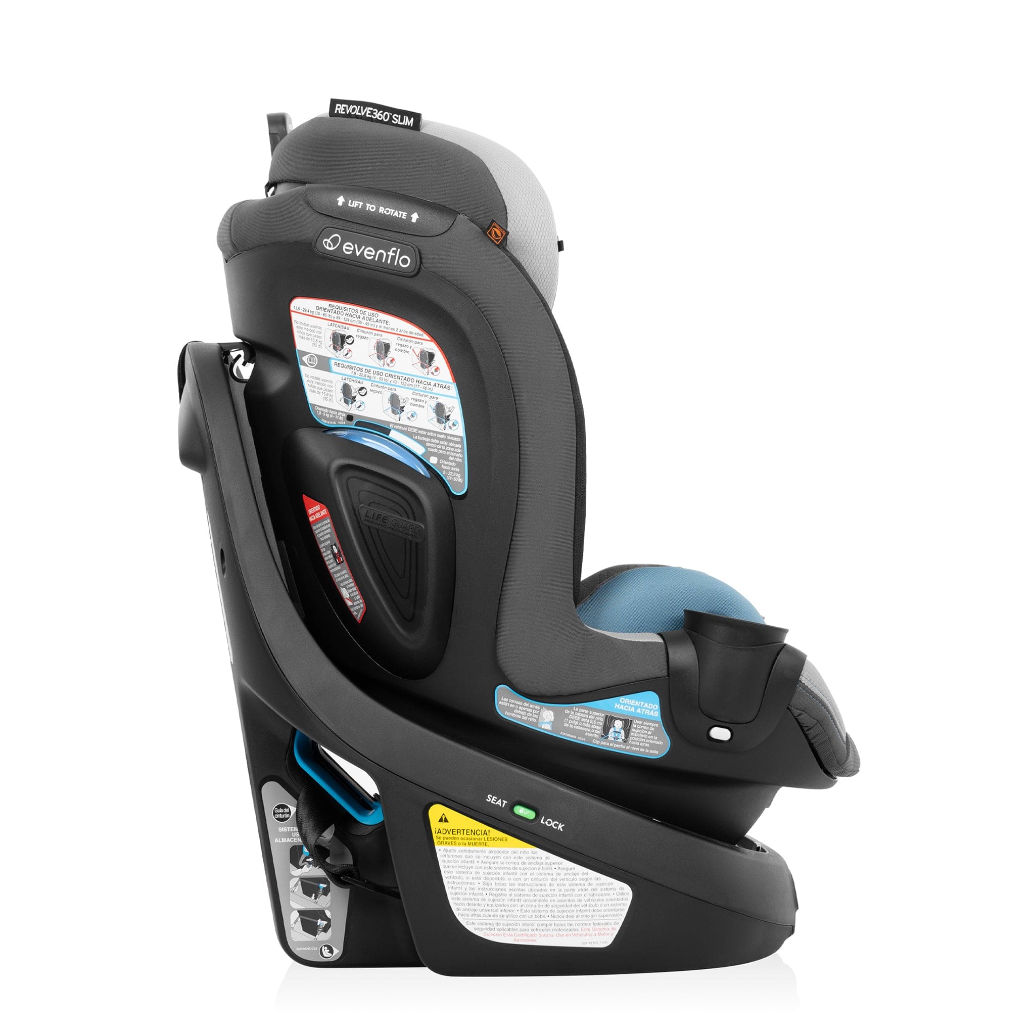 Evenflo Revolve360 Slim 2-in-1 Rotational Convertible Car Seat with Quick Clean Cover - Stow Blue