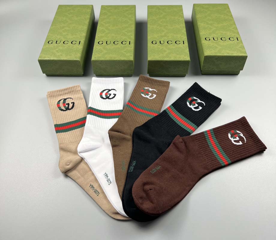Set of 5 Pairs of Cotton Anti-bacterial Crew Socks WZ-924000183