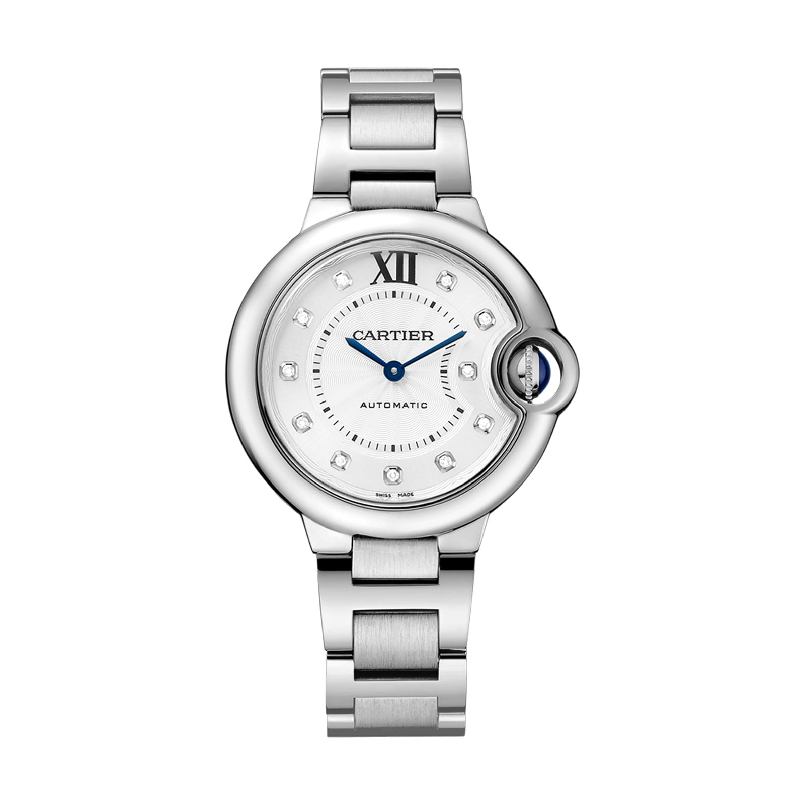 Cartier Ballon Bleu De Cartier Watch 33mm, Automatic Movement, Steel, Diamonds-P17310731