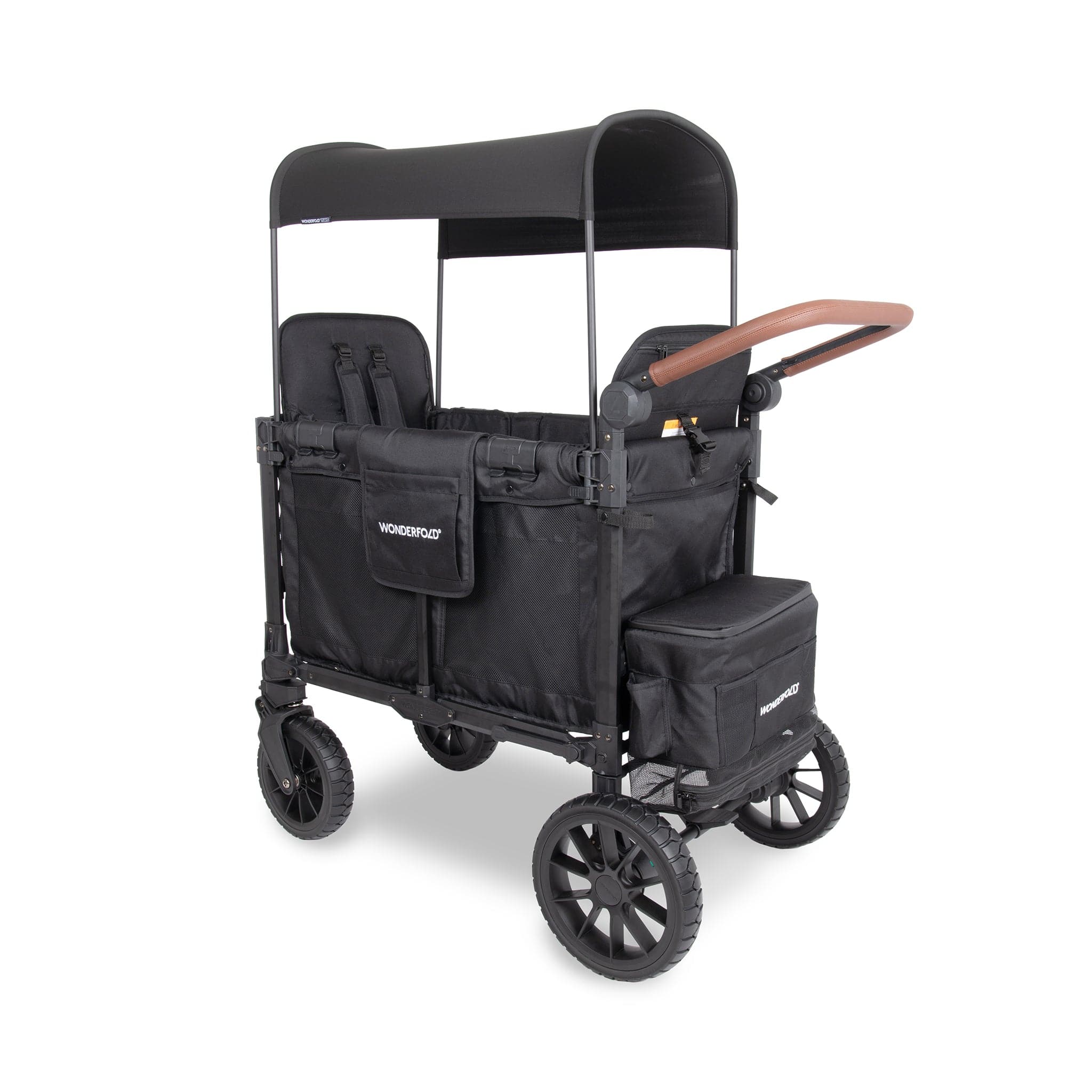 WonderFold W2 Luxe Pro (2 Seater) Double Seater Stroller Wagon - Jet Black