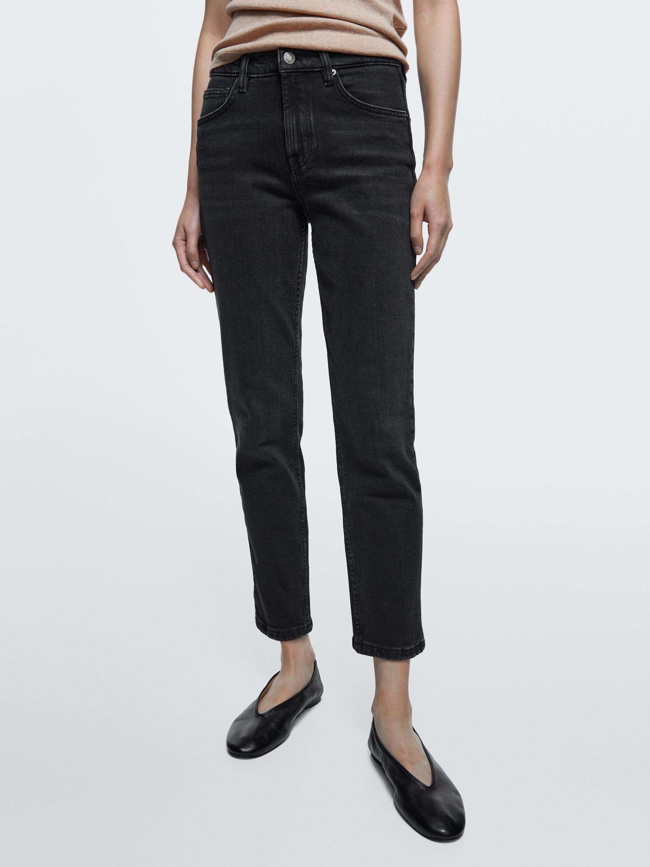 Jeans slim fit cropped tiro medio