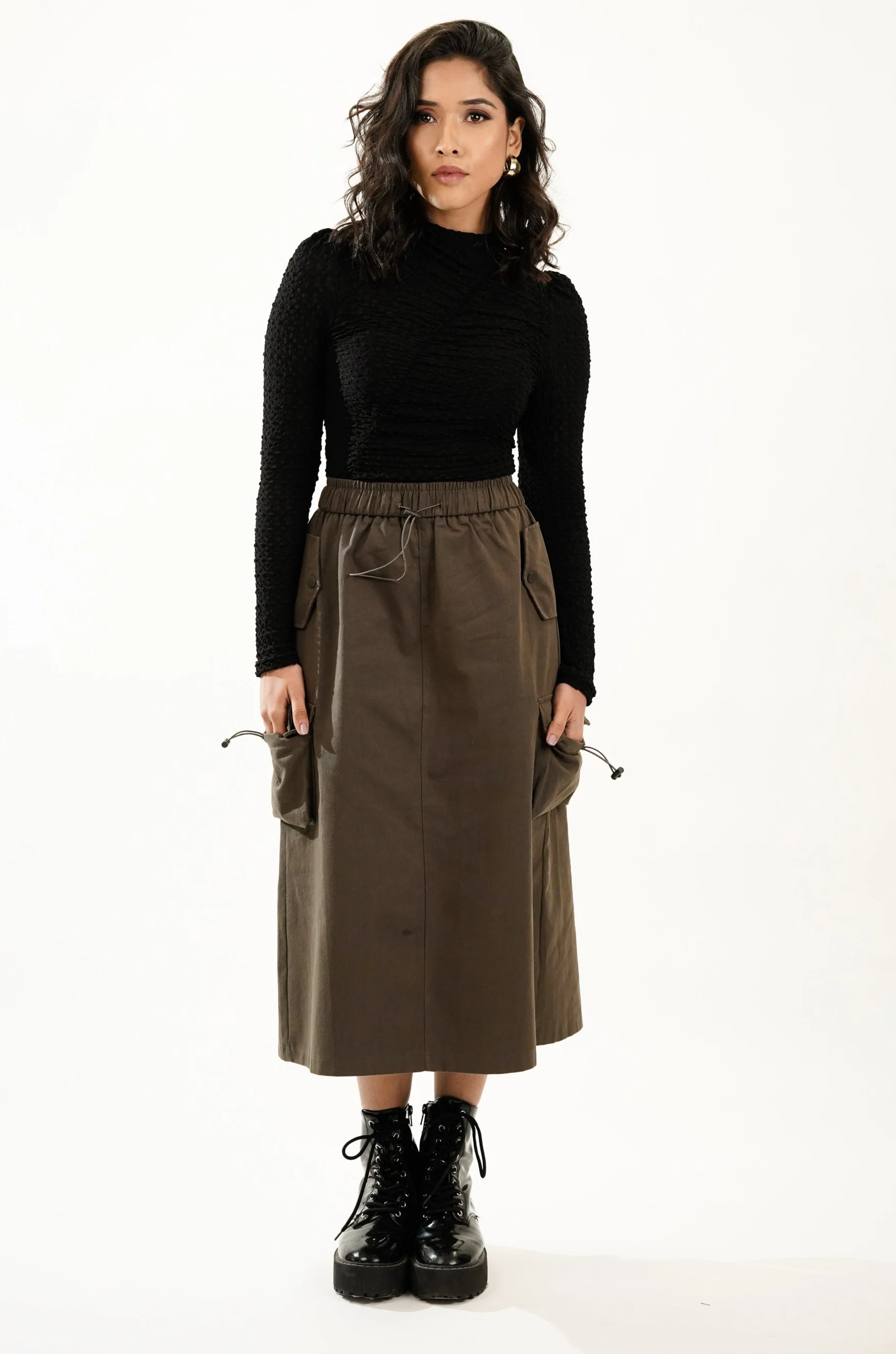 Pewter Green Streetstyle Cargo Skirt