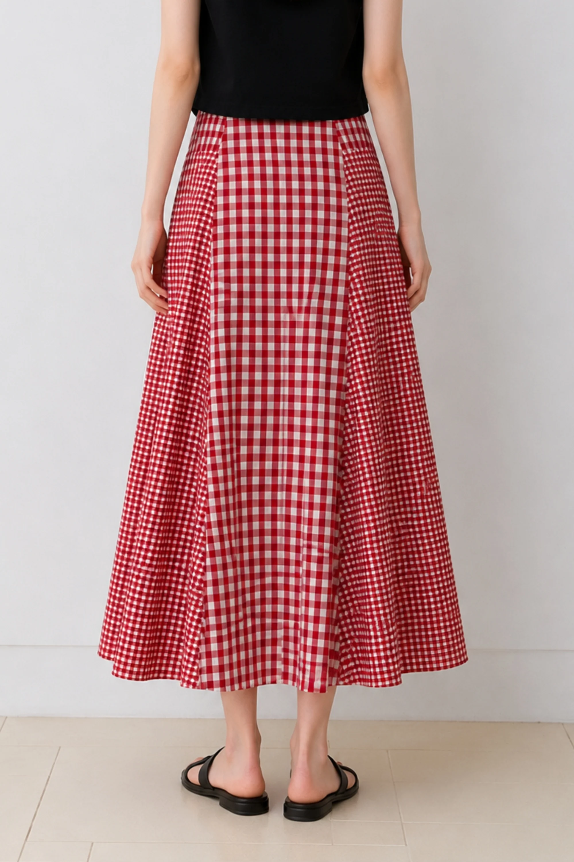 Cherry red Gingham Skirt