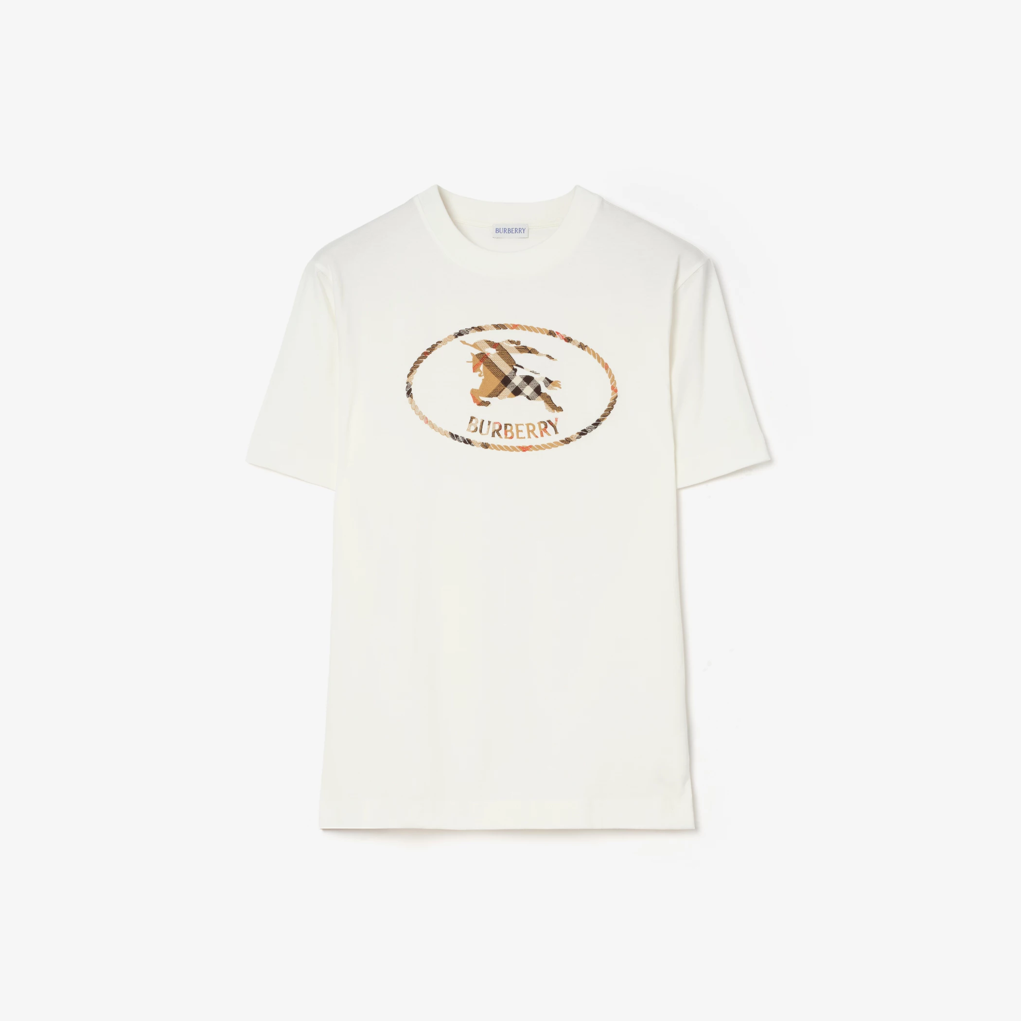 Burberry 81234371 Check Knight Stamp Cotton T-shirt