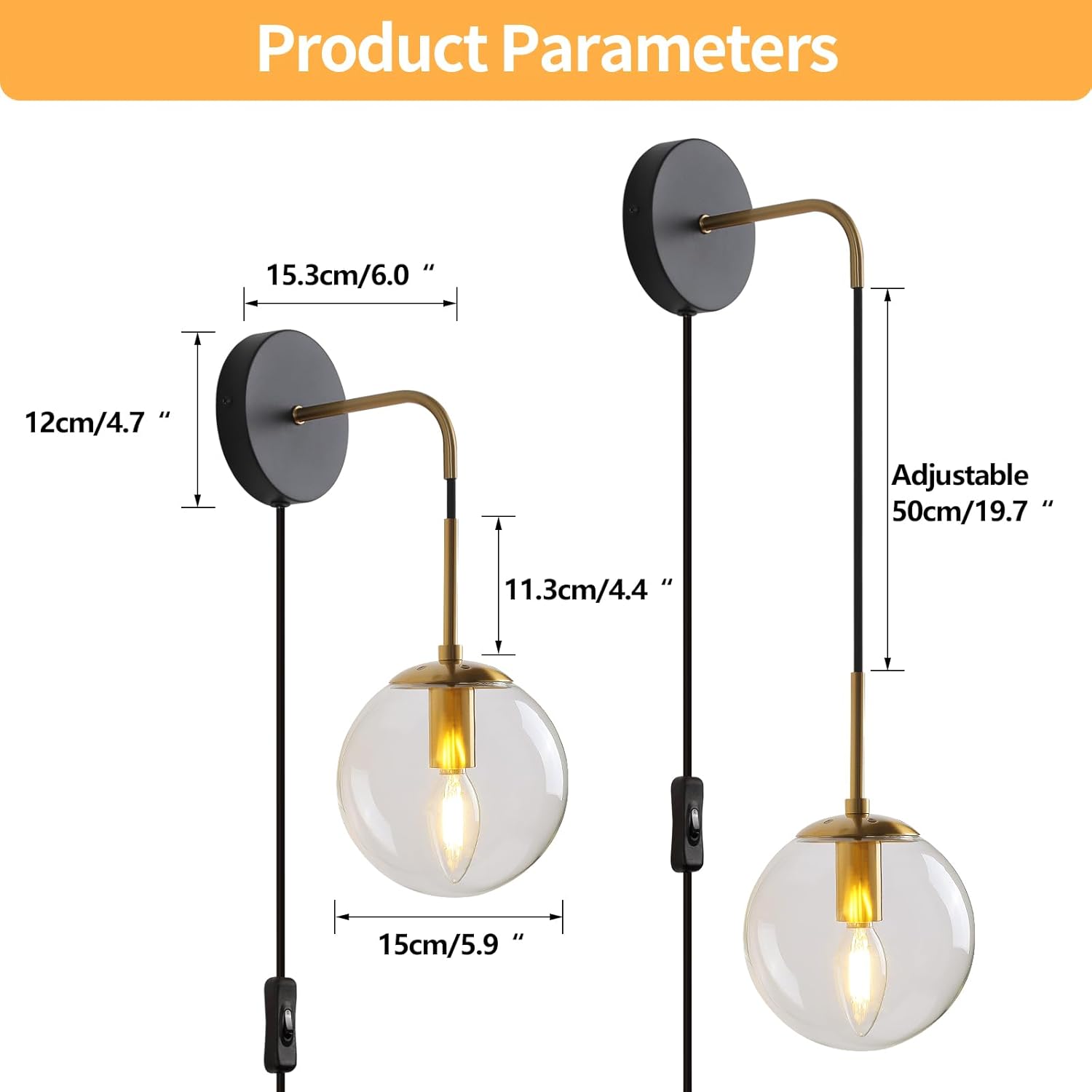 LUMISCAPE Wall Sconces Set of Two Wall Lights for Bedroom